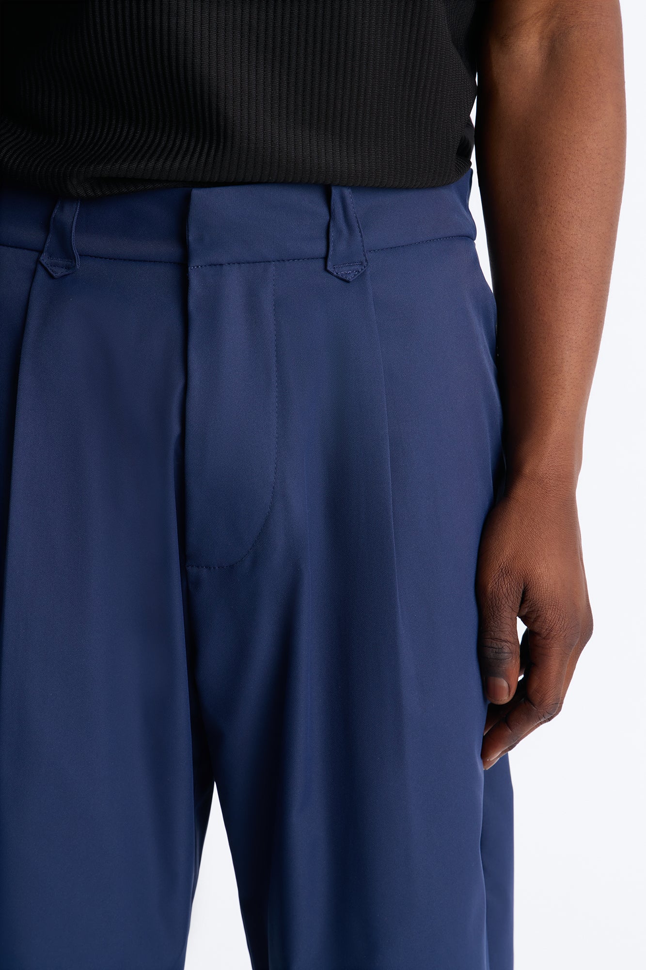 Relaxed Straight Heirloom Pleated Trouser - Navy - Image 3