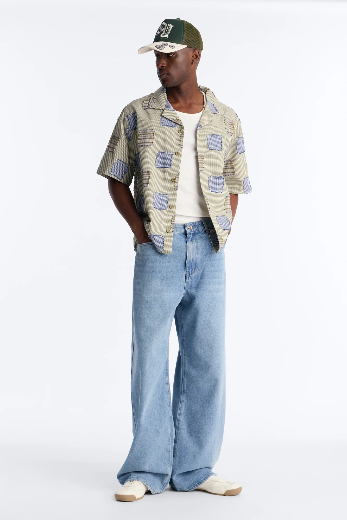 Relaxed Sunny Stitch Plaid Cuban Collar Button Up Shirt - Multi Color - Image 2