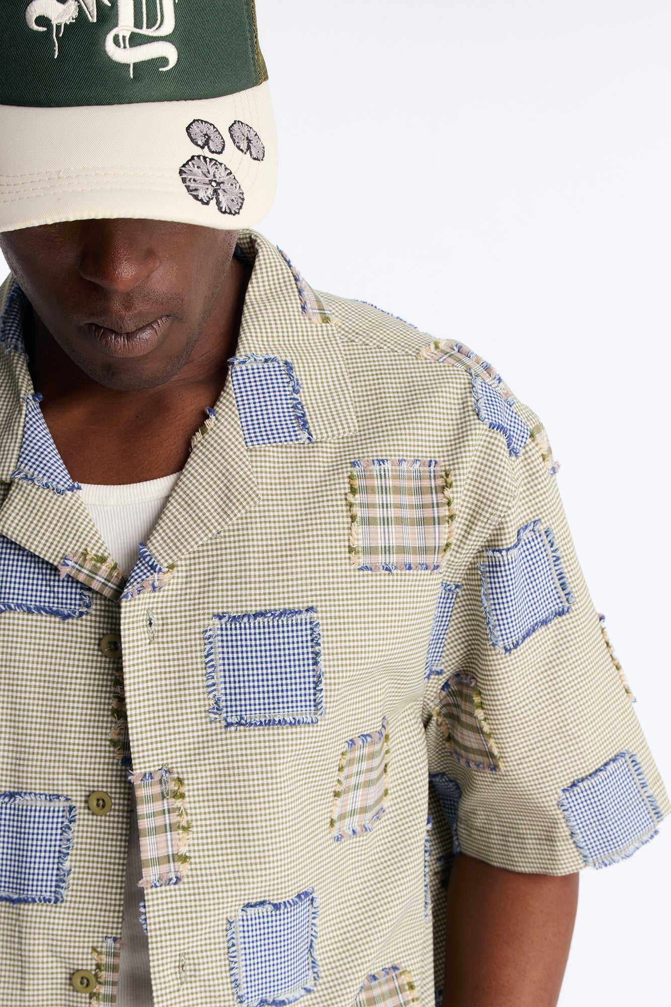 Relaxed Sunny Stitch Plaid Cuban Collar Button Up Shirt - Multi Color - Image 3