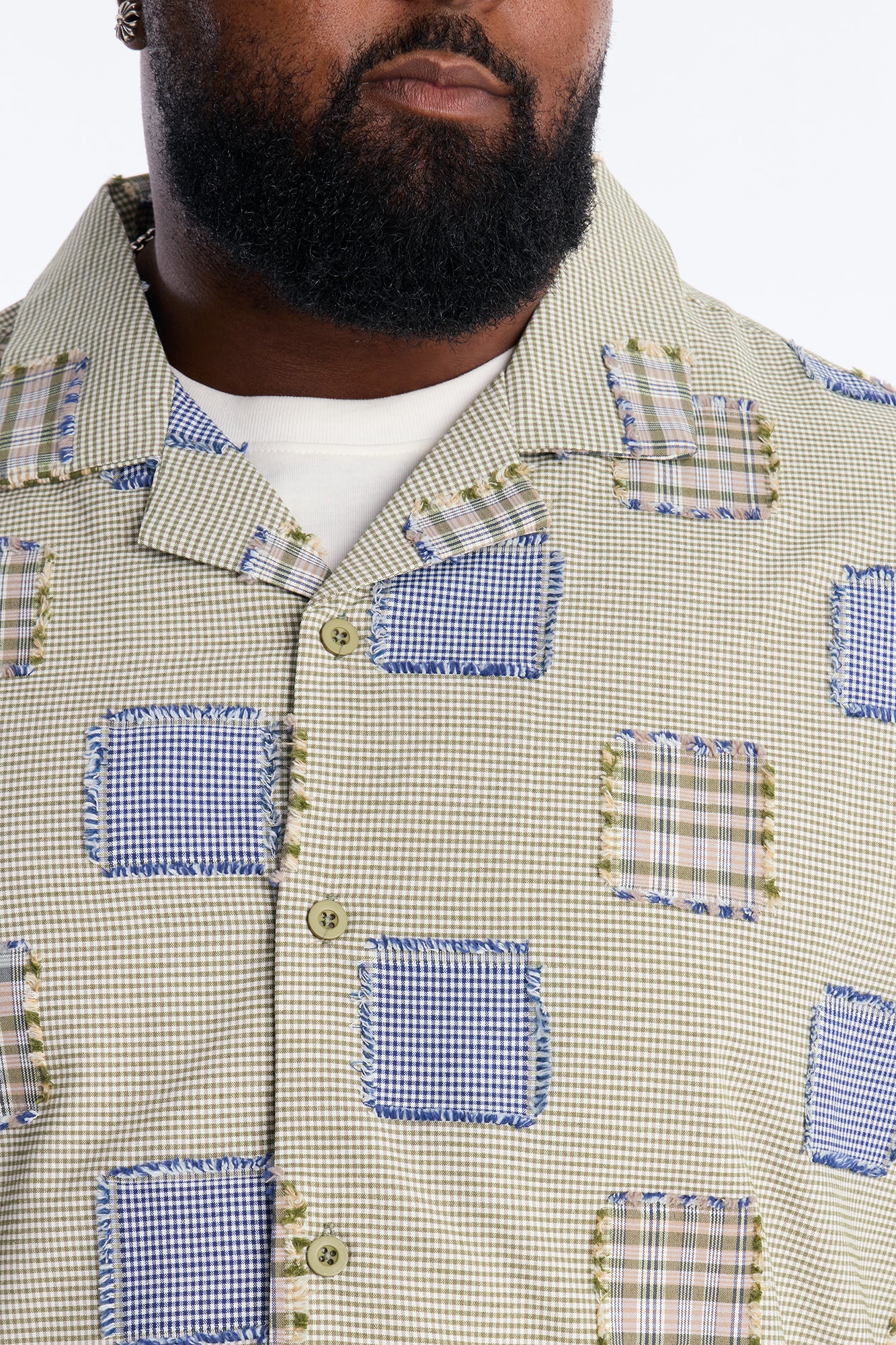 Relaxed Sunny Stitch Plaid Cuban Collar Button Up Shirt - Multi Color - Image 7