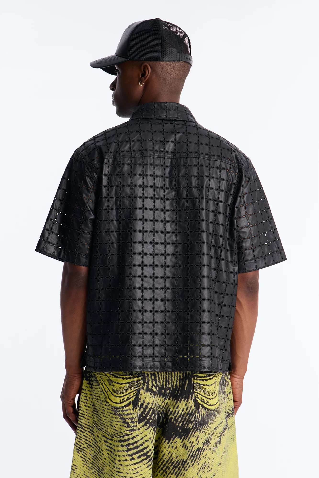 Relaxed Sunset Fever Faux Leather Polo - Black