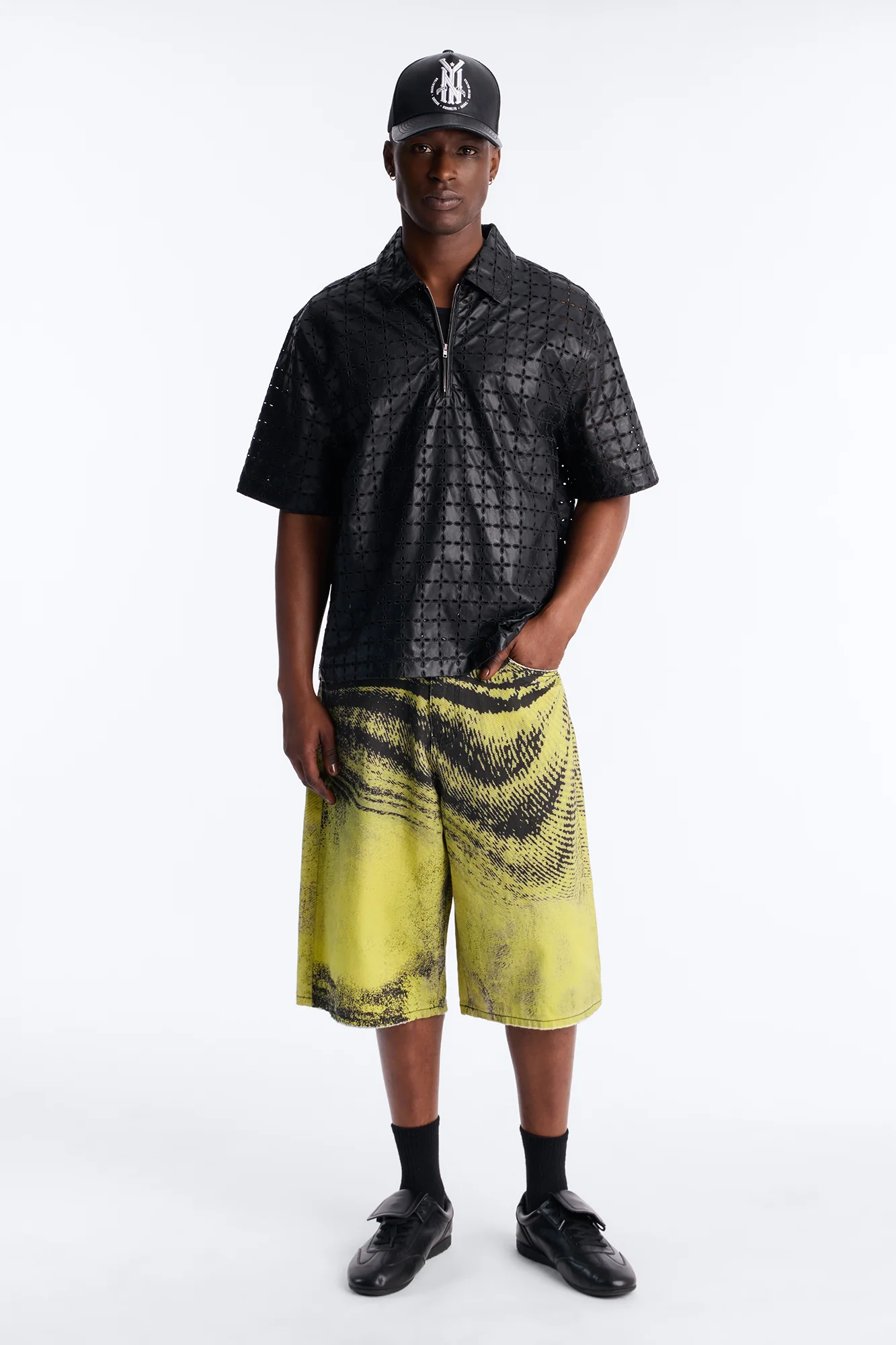 Relaxed Sunset Fever Faux Leather Polo - Black - Image 3