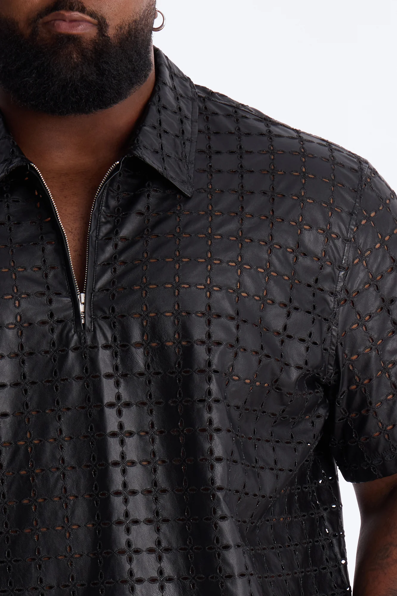 Relaxed Sunset Fever Faux Leather Polo - Black - Image 7
