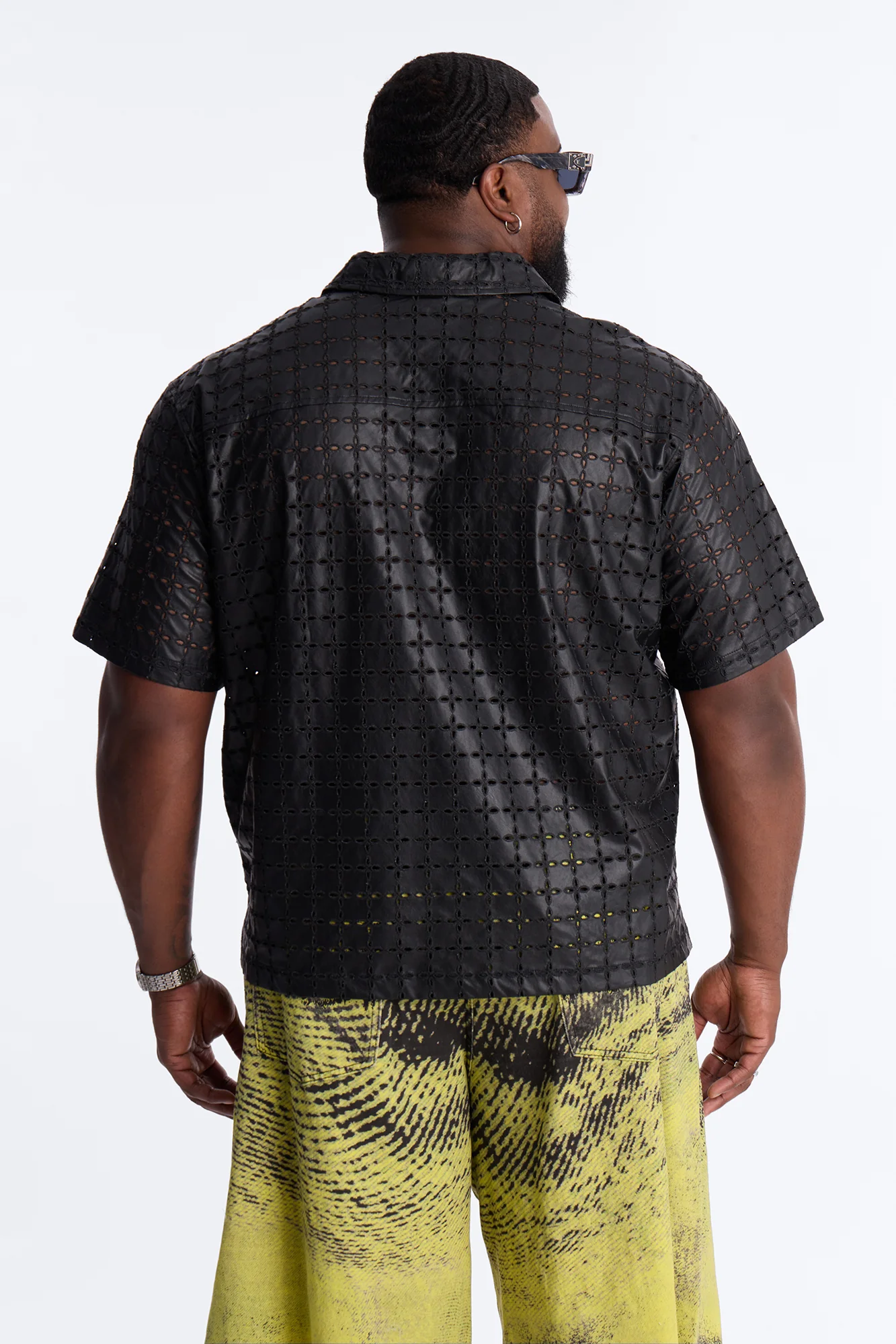 Relaxed Sunset Fever Faux Leather Polo - Black - Image 8