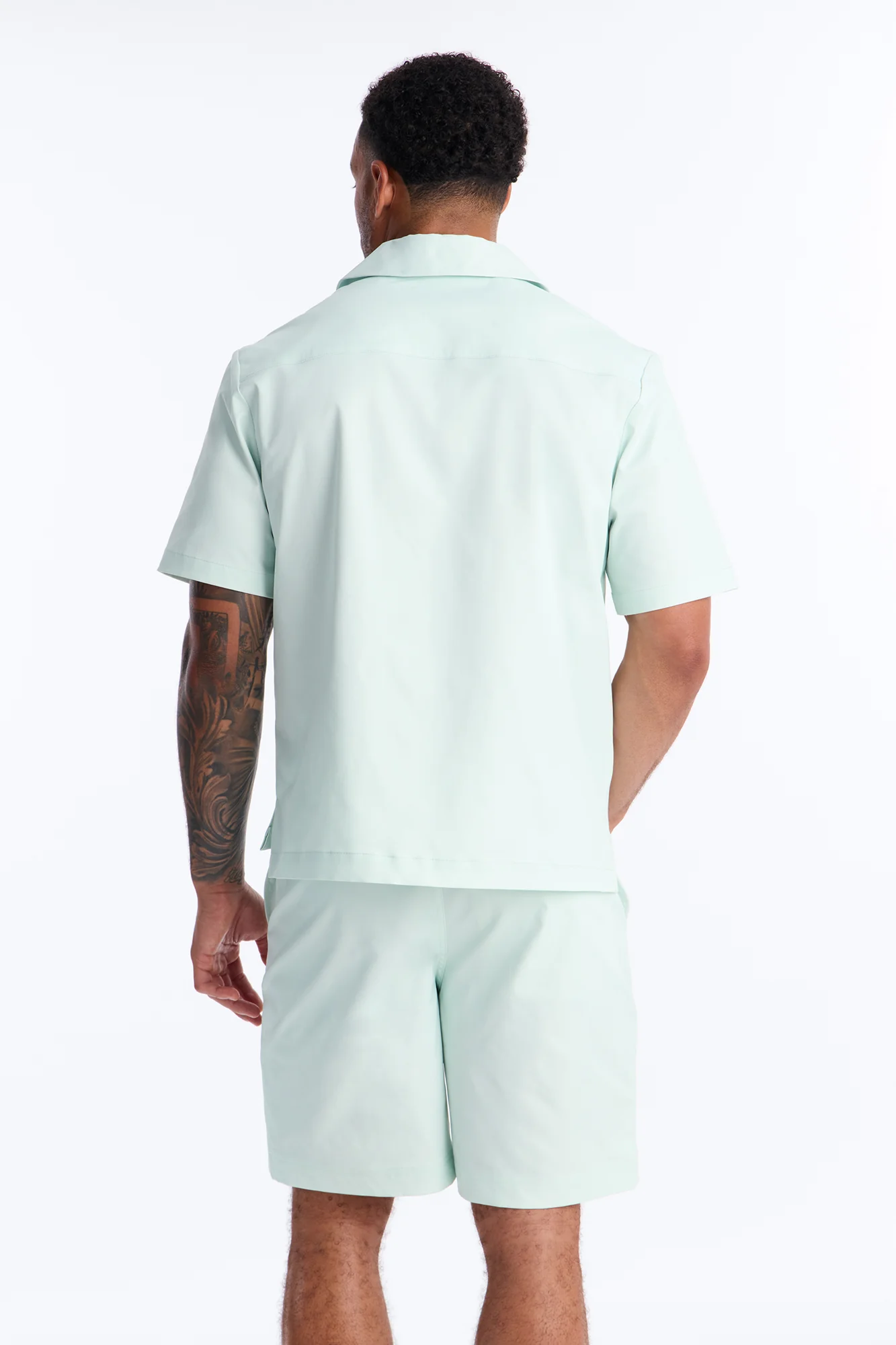 Relaxed Sunset Frenzy Cuban Collar Button Up Shirt - Mint - Image 4