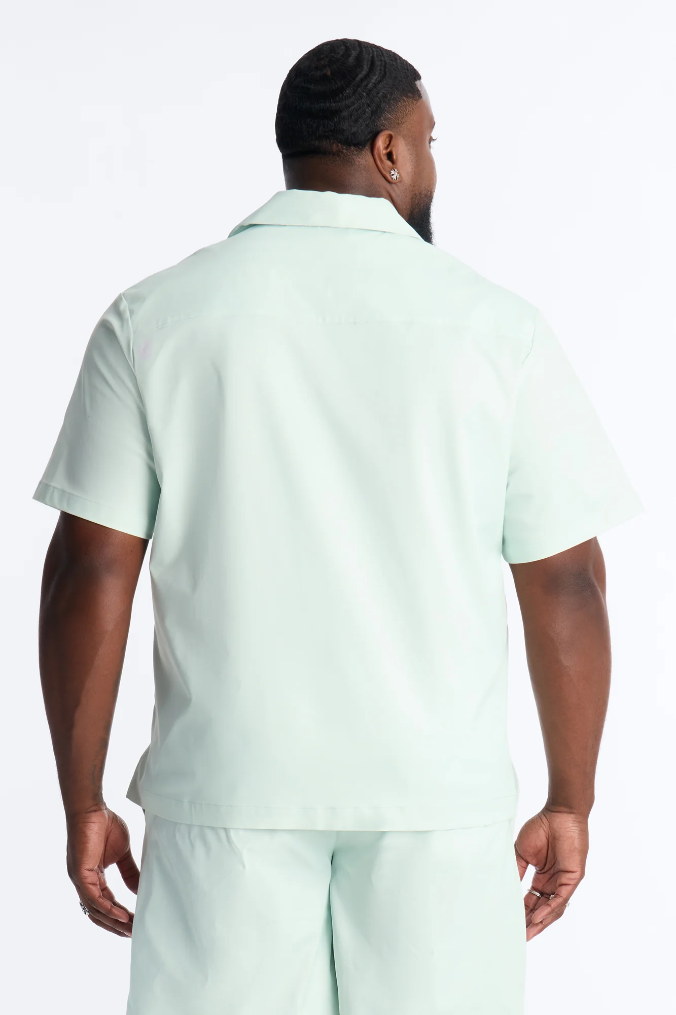 Relaxed Sunset Frenzy Cuban Collar Button Up Shirt - Mint - Image 8