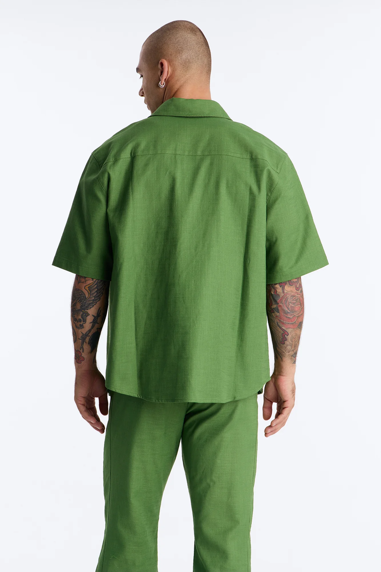 Relaxed Sunward Coast Linen Button Up Shirt - Green - Image 4