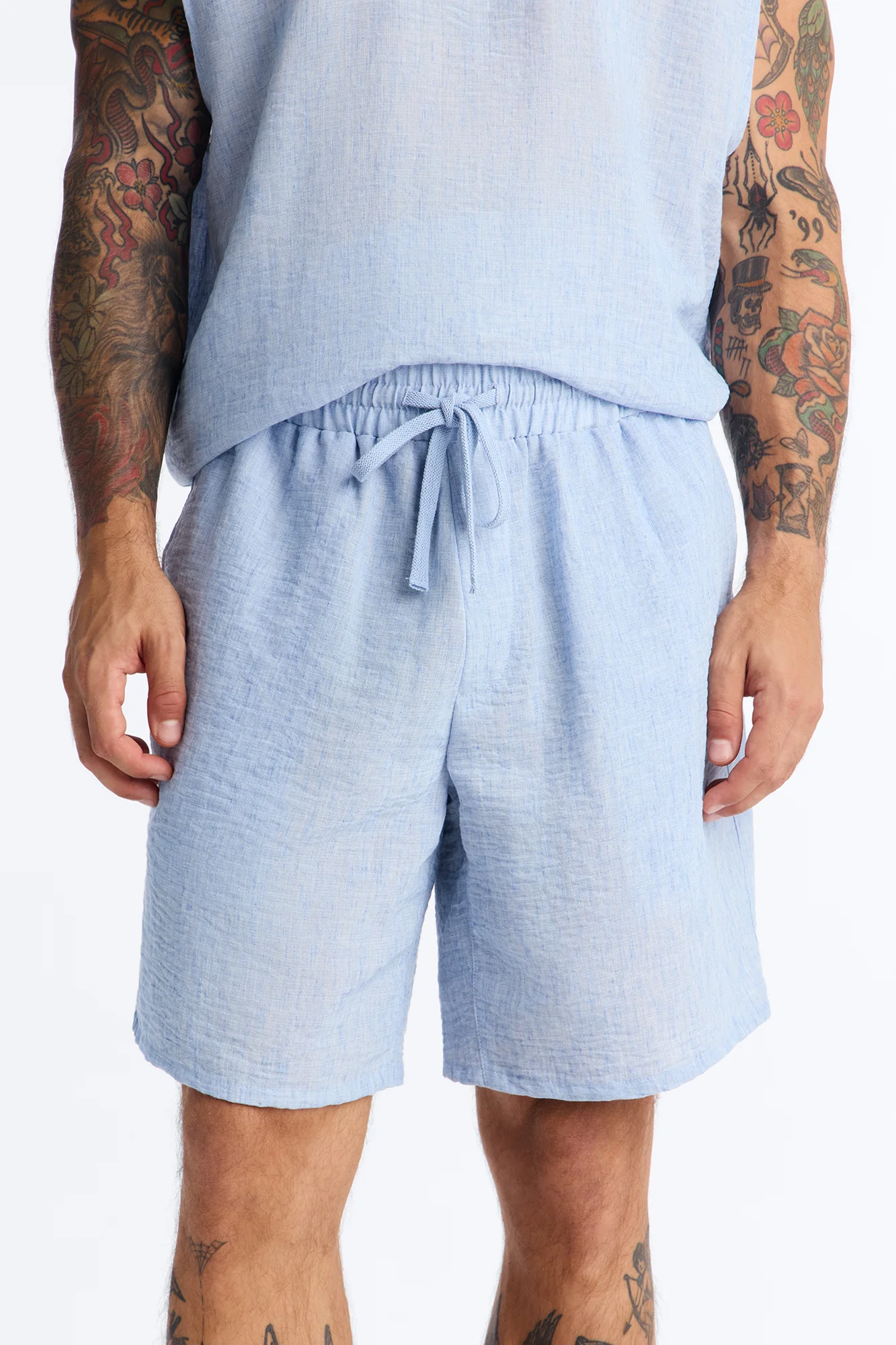Relaxed Tide Thread Sleeveless Tee - Blue