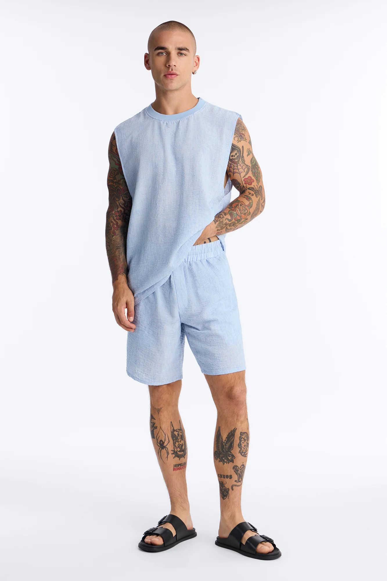 Relaxed Tide Thread Sleeveless Tee - Blue - Image 2