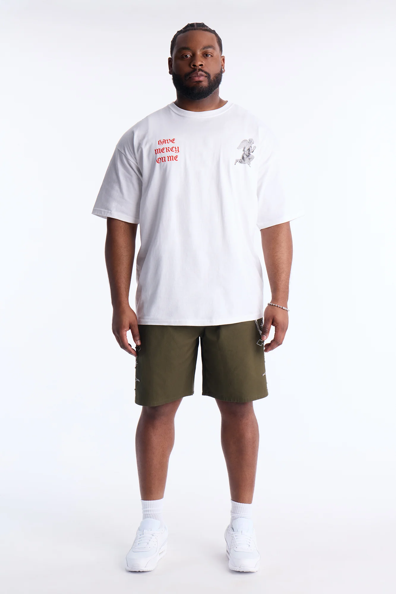 Relaxed Vatican City Stitched Embellished Short - Olive - Image 8