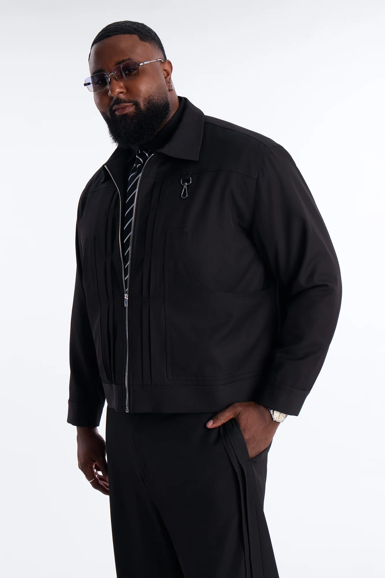 Relaxed Vertical Sync Zip Jacket - Black - Image 5