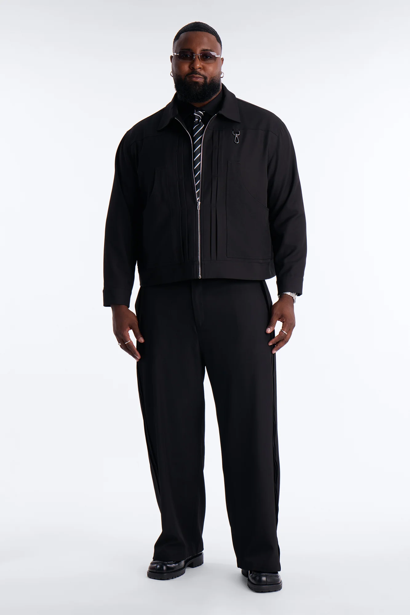 Relaxed Vertical Sync Zip Jacket - Black - Image 6