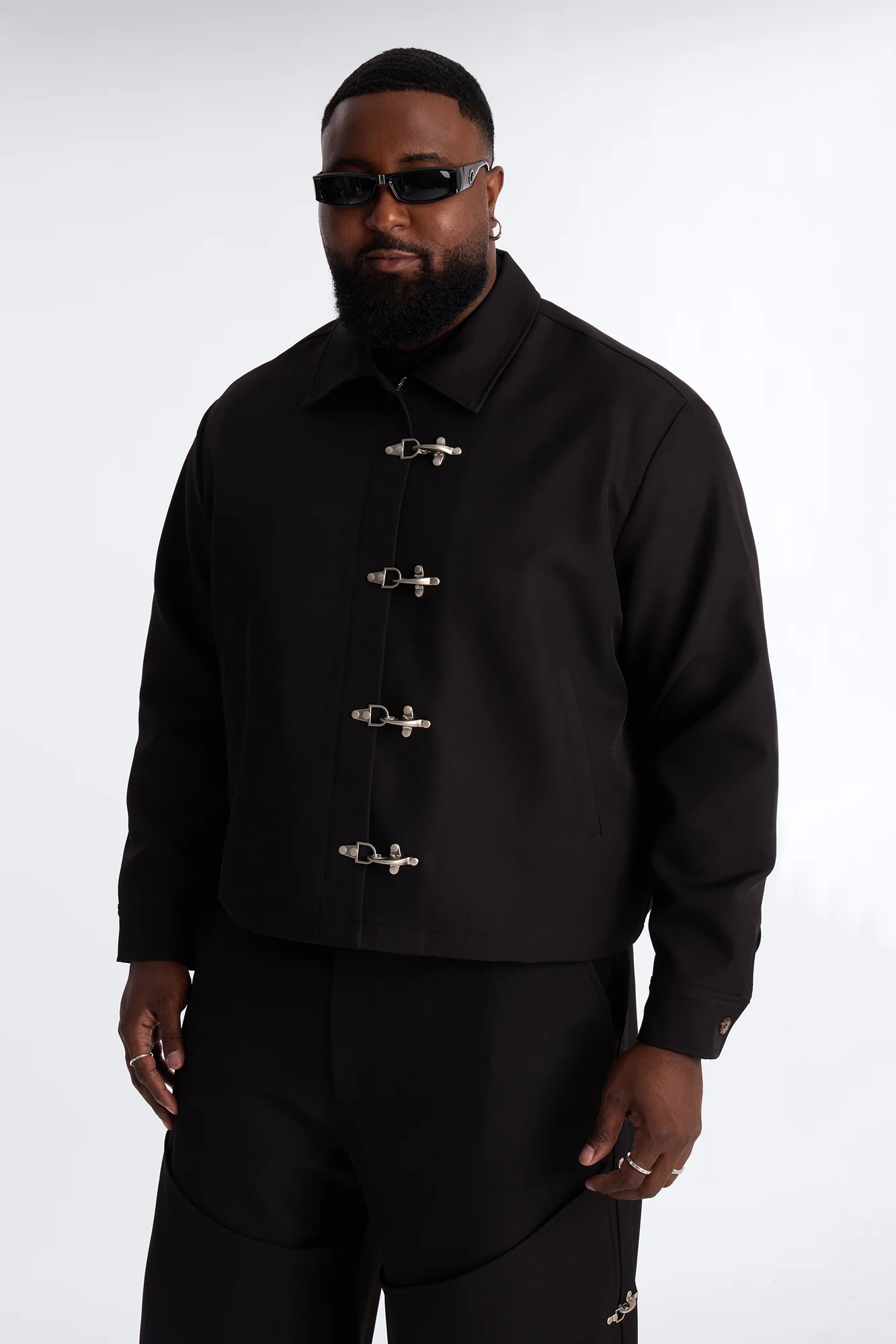 Relaxed Vie Clasp Closure Jacket - Black - Image 6