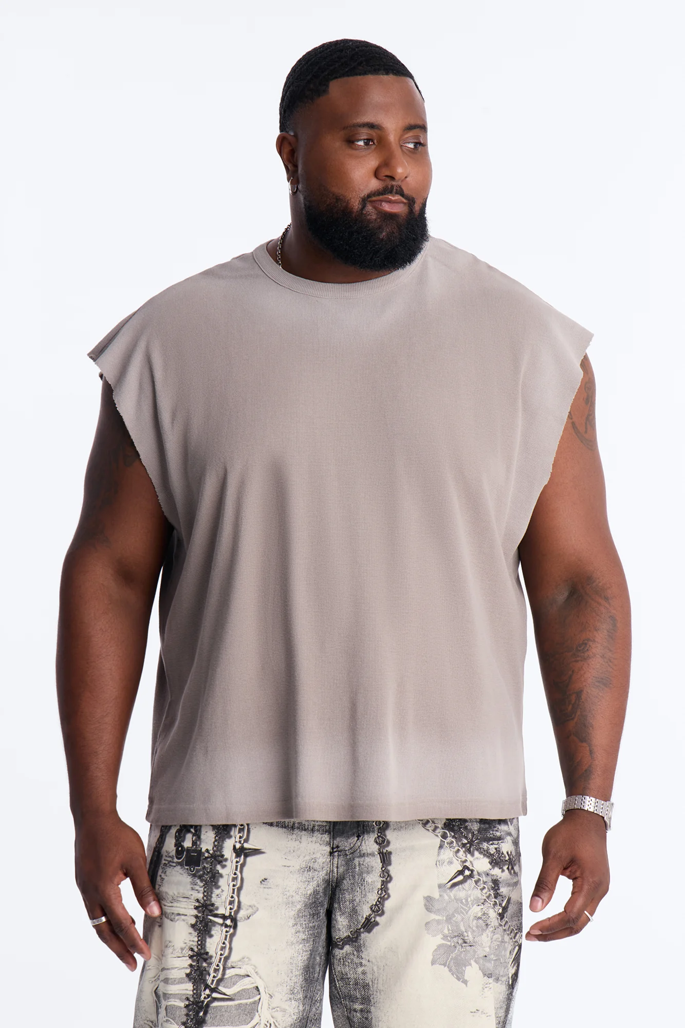 Relaxed Washed Muscle Tank - Stone - Image 5