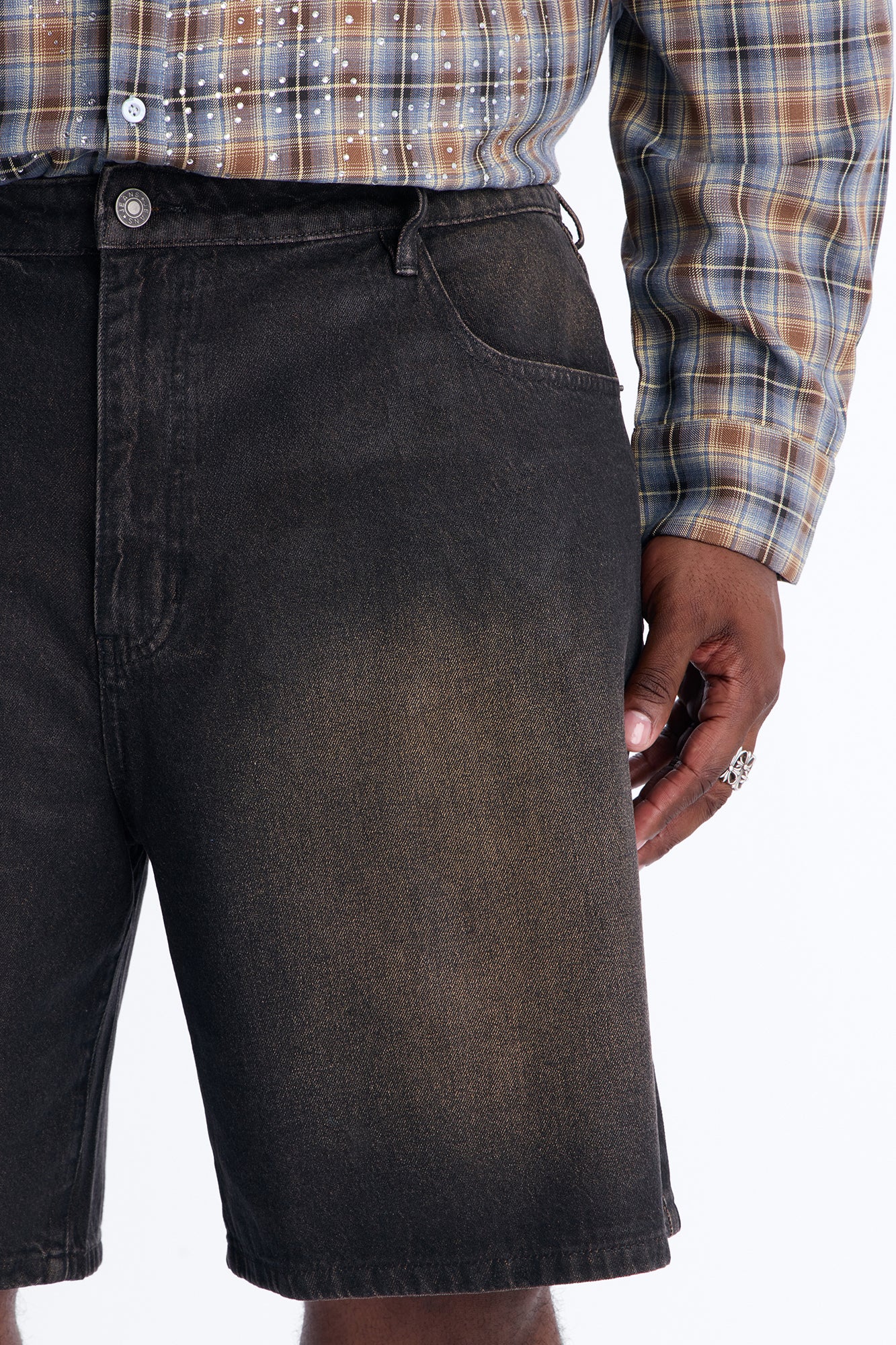 Relaxed Waxed Stealth Denim Short - Black Wash - Image 7