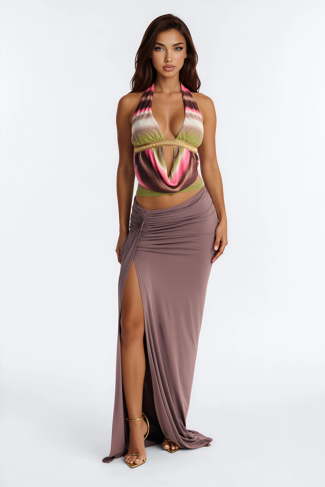 Remember Me Ombre Mesh Halter Top - Multi Color - Image 2