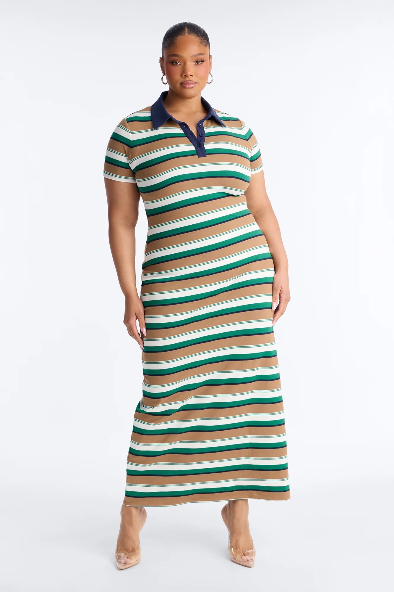 Remi Short Sleeve Striped Maxi Dress - Brown/combo - Image 5