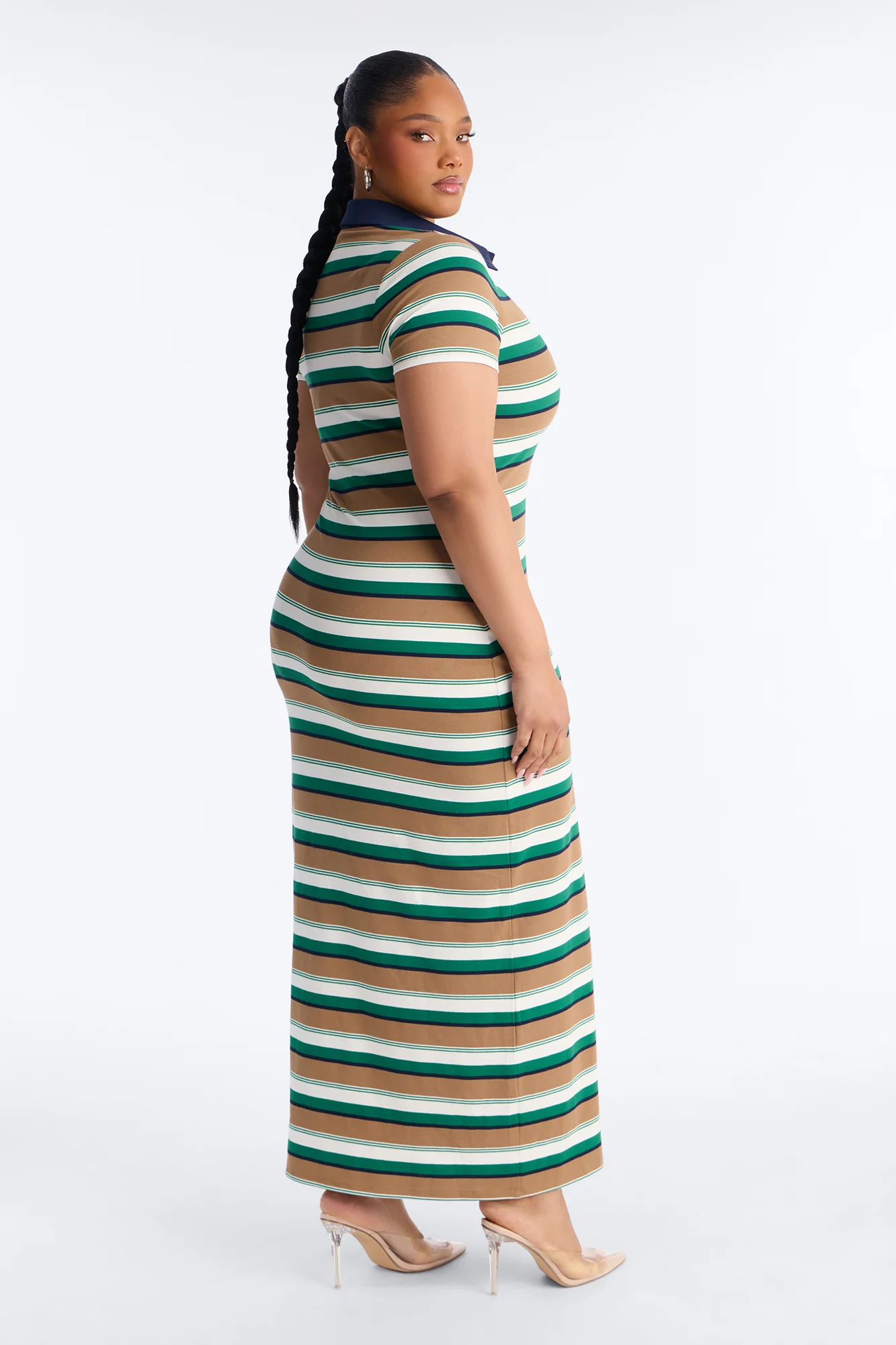 Remi Short Sleeve Striped Maxi Dress - Brown/combo - Image 7