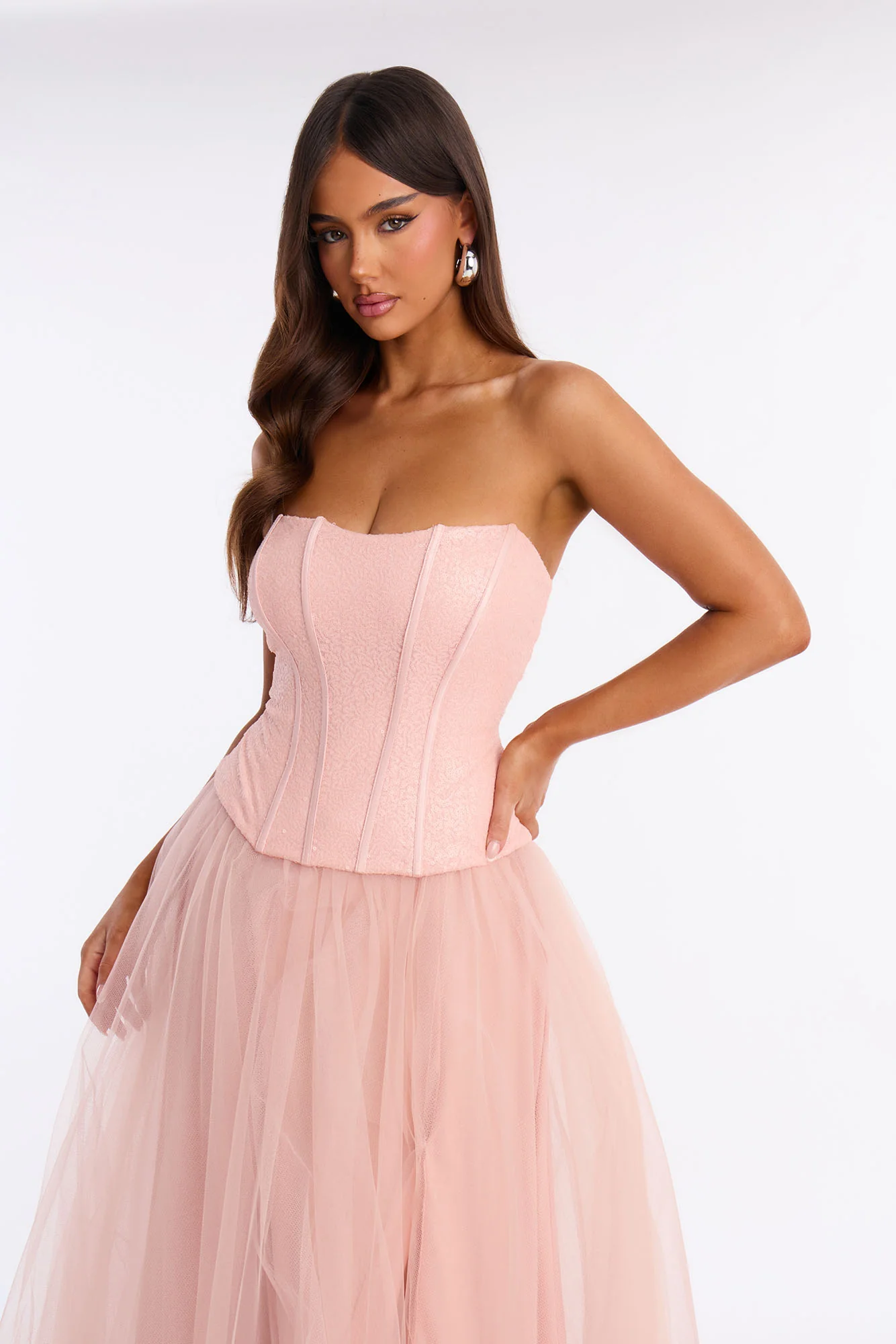 Remi Strapless Sequin Gown - Blush - Image 2