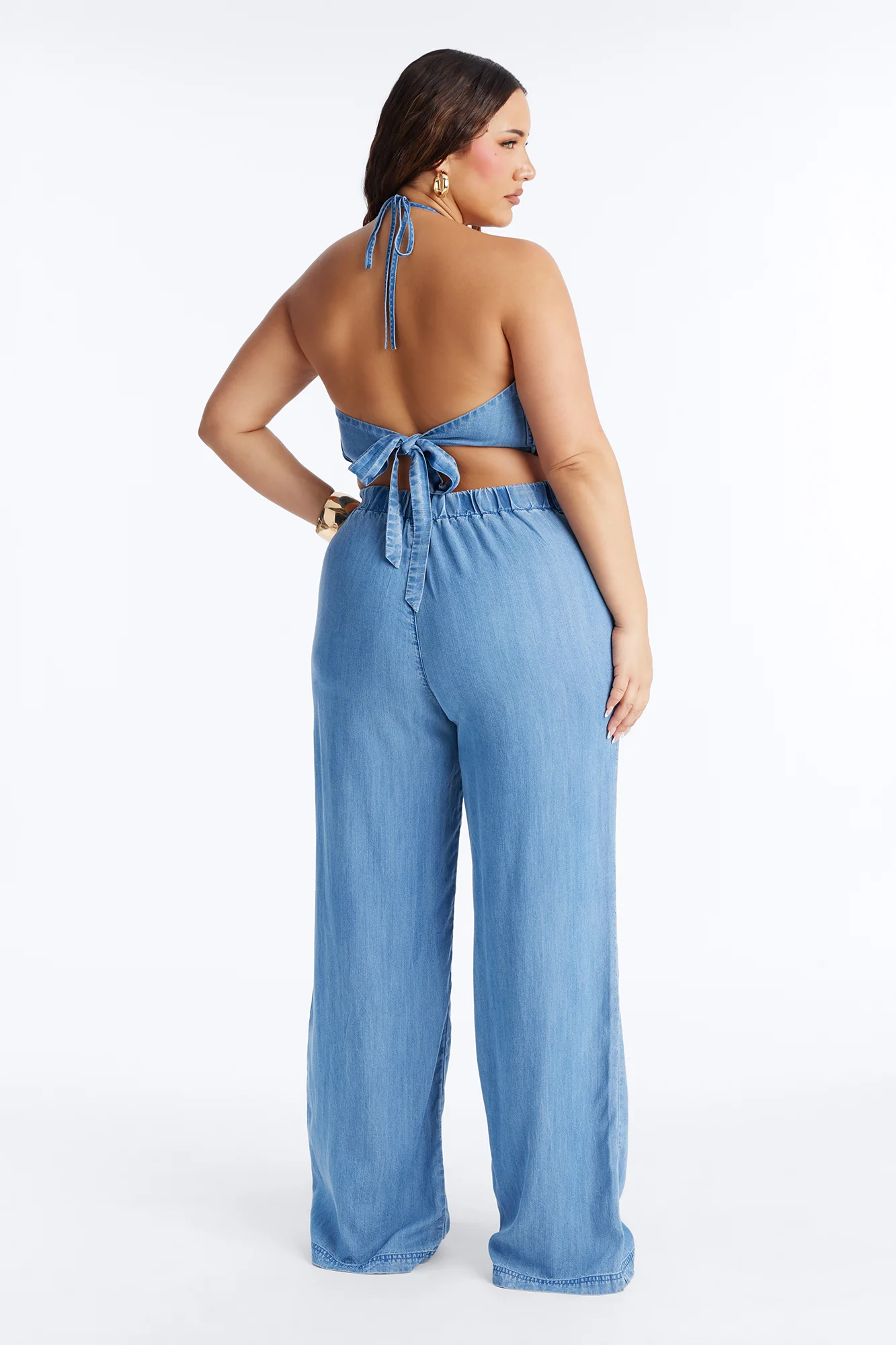 Renee Chambray Halter Pant Set - Blue - Image 6