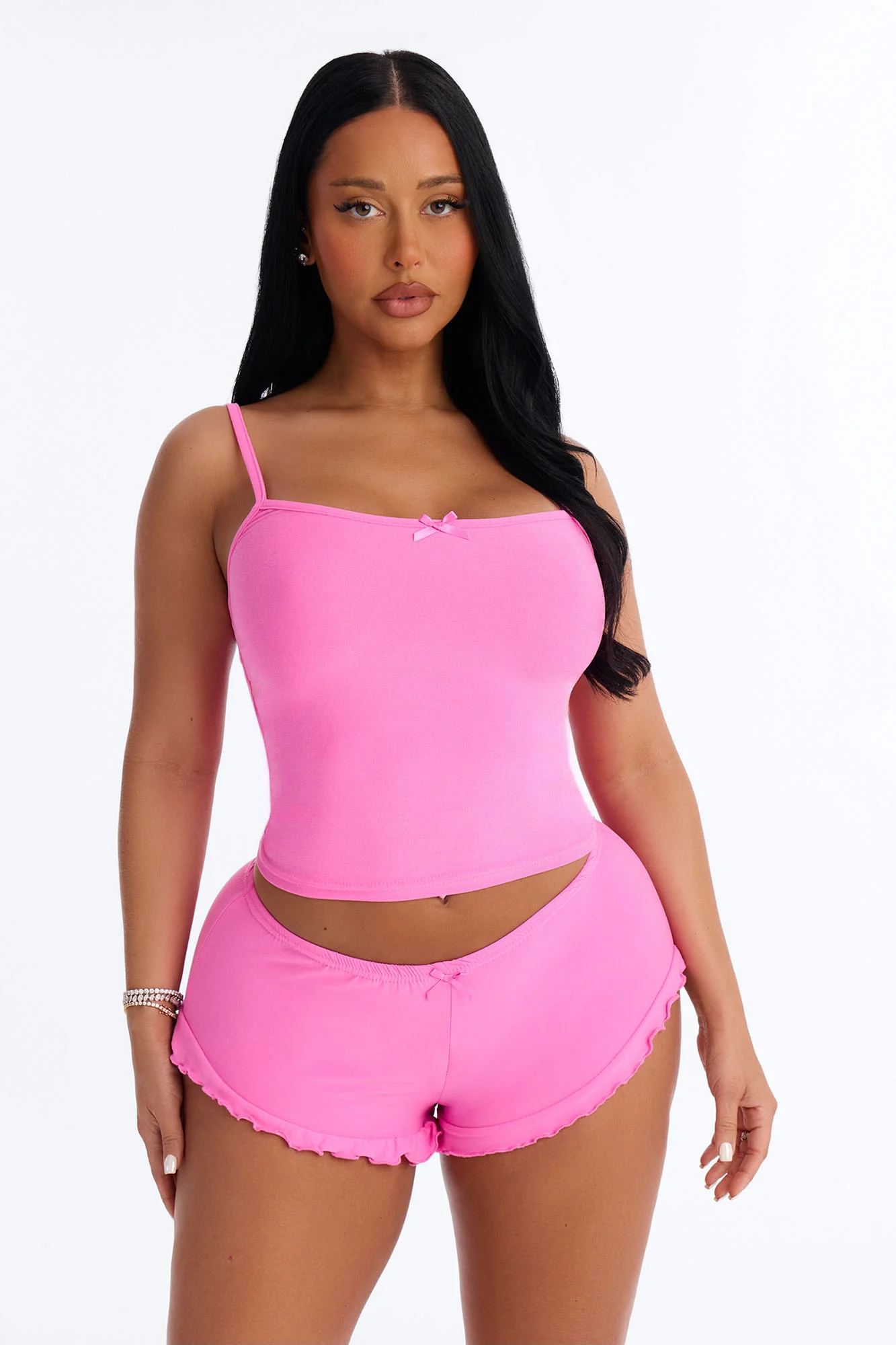Rest And Be Thankful PJ Short Set - Hot Pink