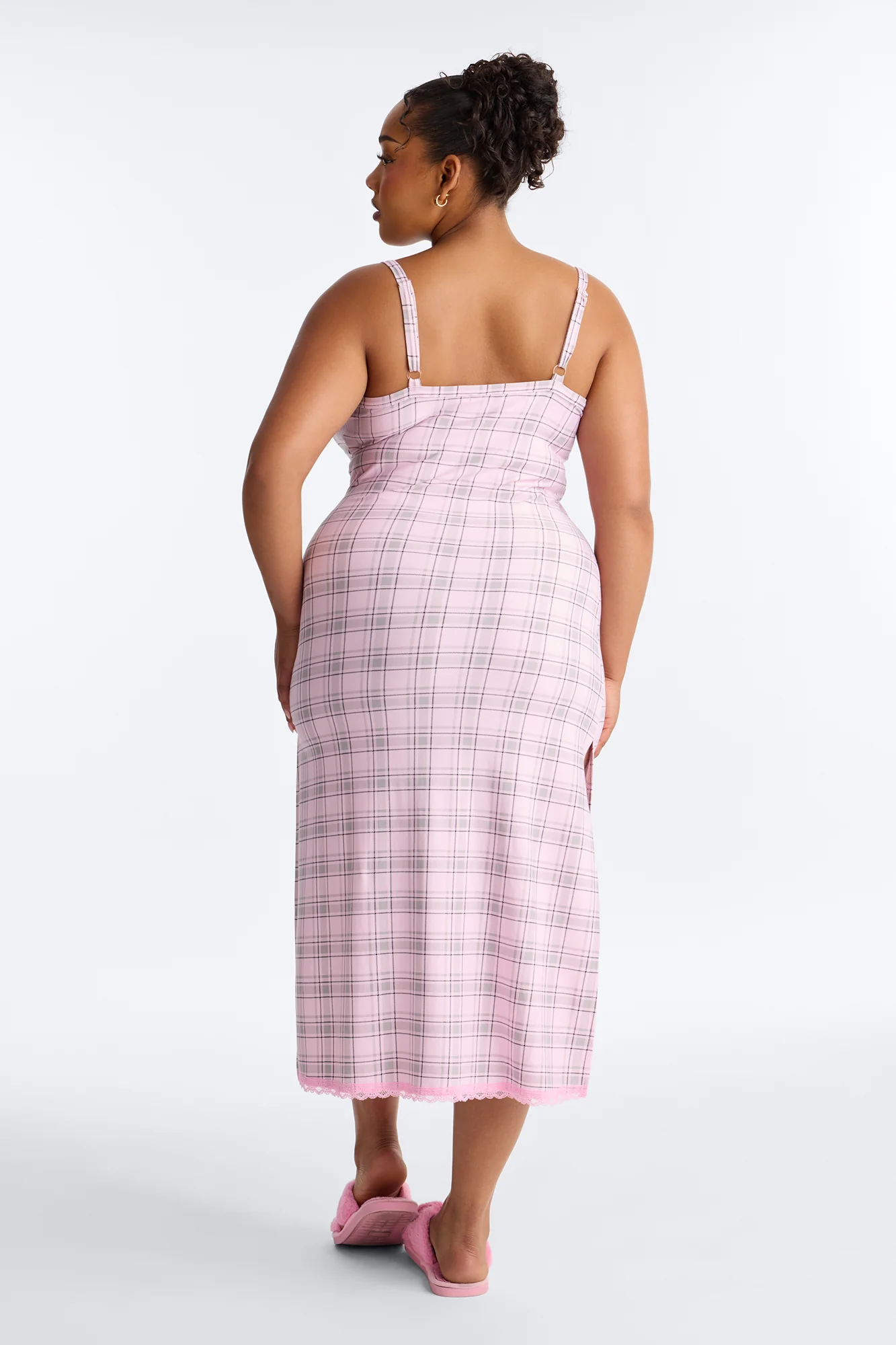 Rest Like Royalty Plaid PJ Cami Midi Sleep Dress - Pink/combo - Image 8