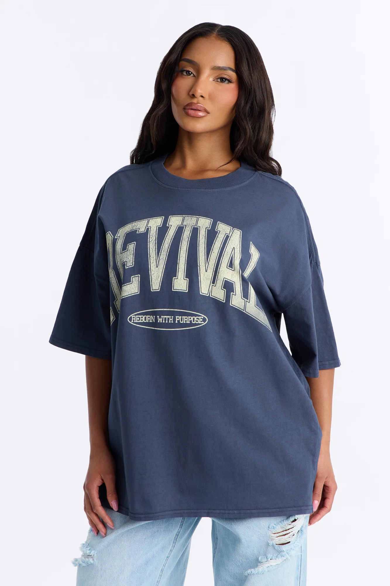 Revival Washed Crew T-Shirt - Navy