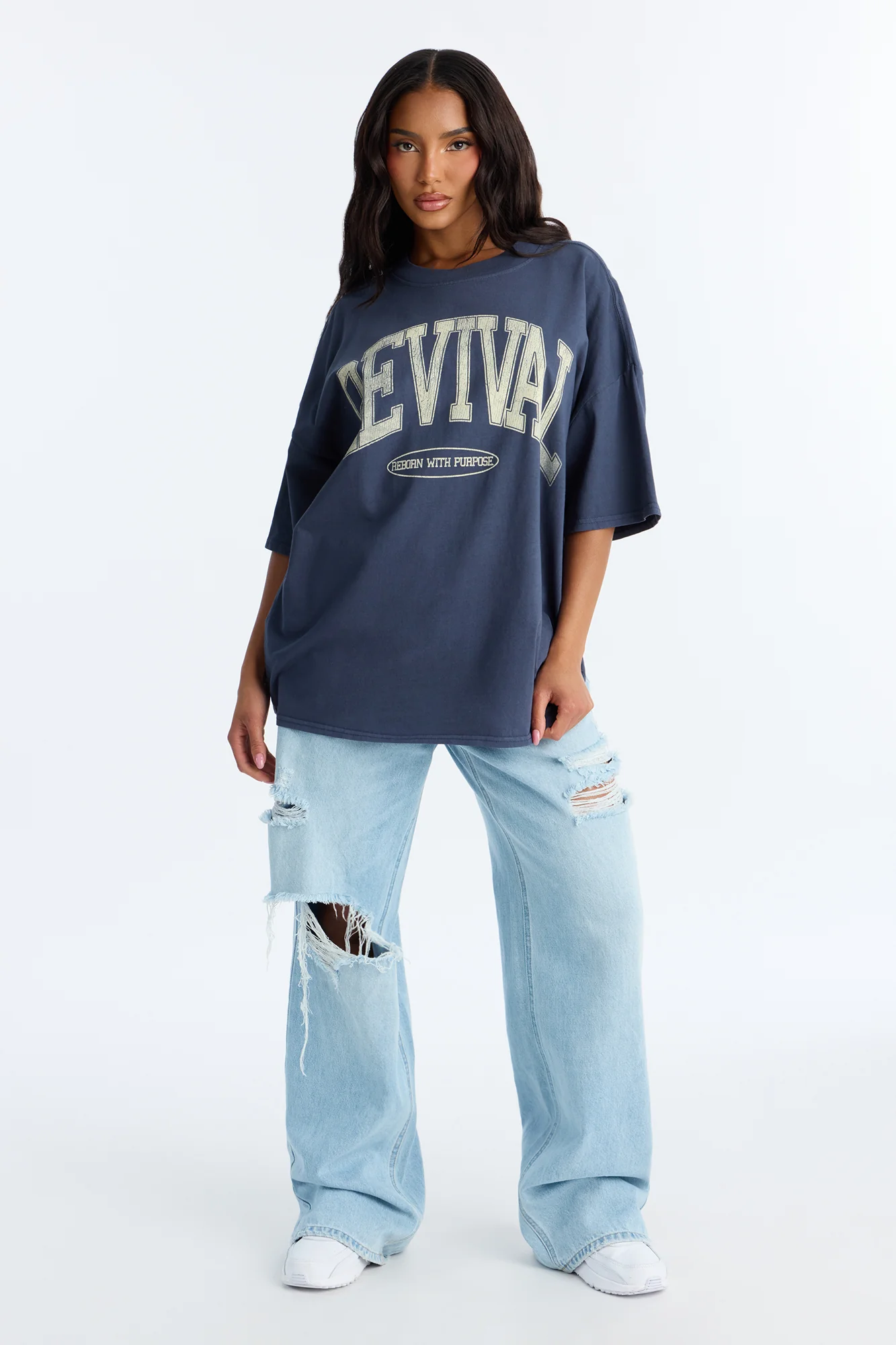 Revival Washed Crew T-Shirt - Navy - Image 2