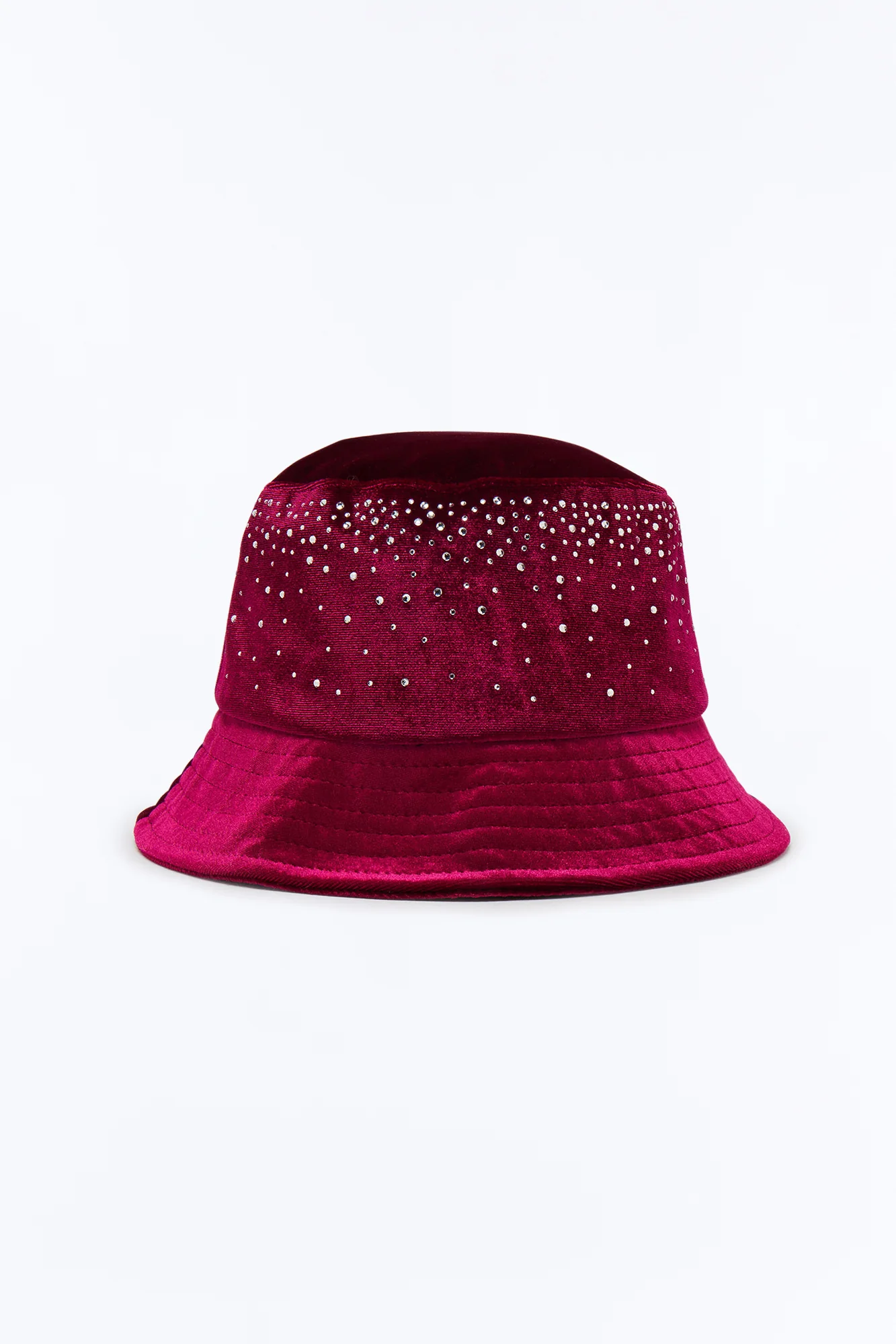 Rhinestone Embellished Bucket Hat - Burgundy - Image 3