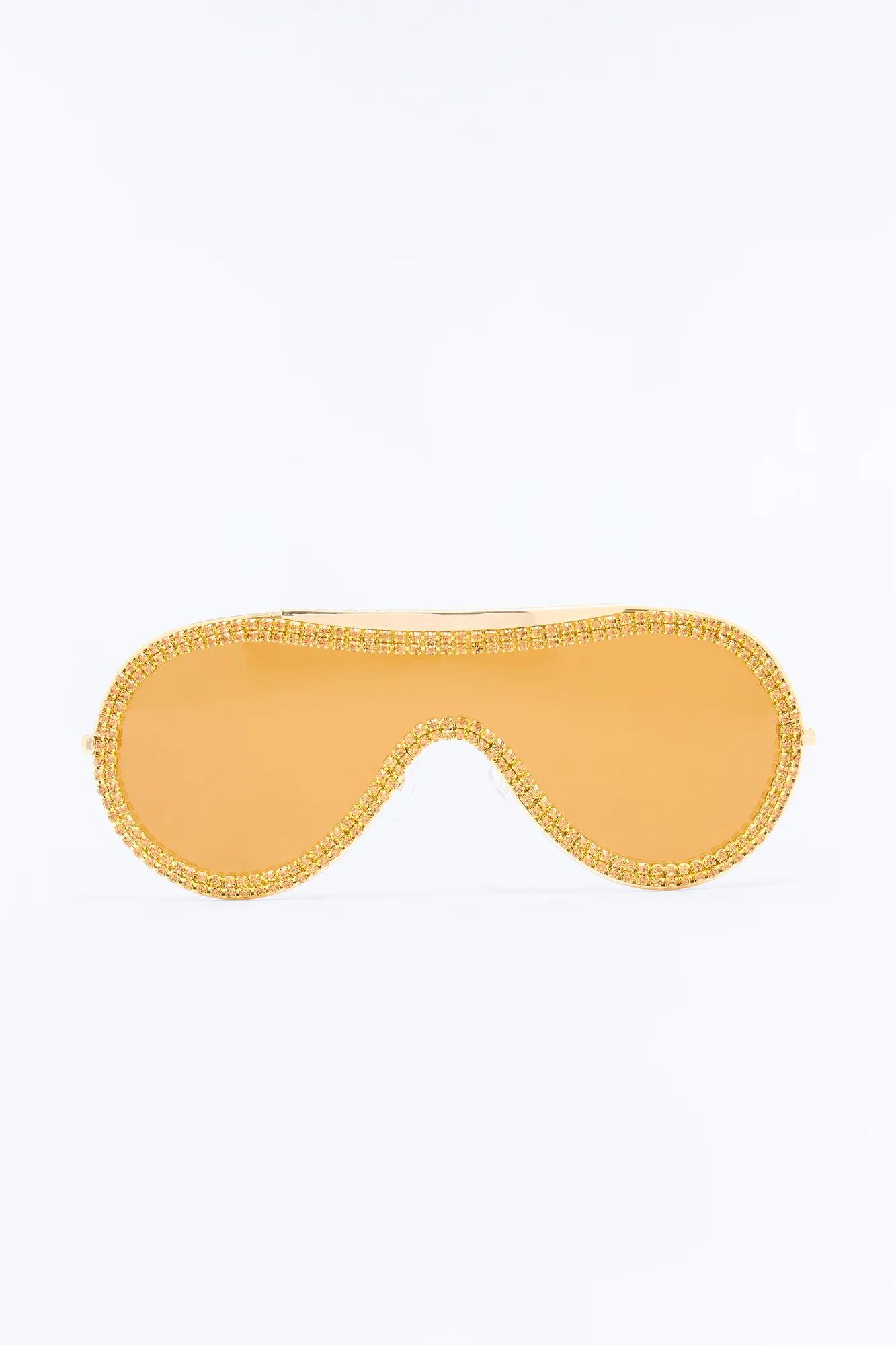 Rhinestone Rock Star Sunglasses - Gold/Brown