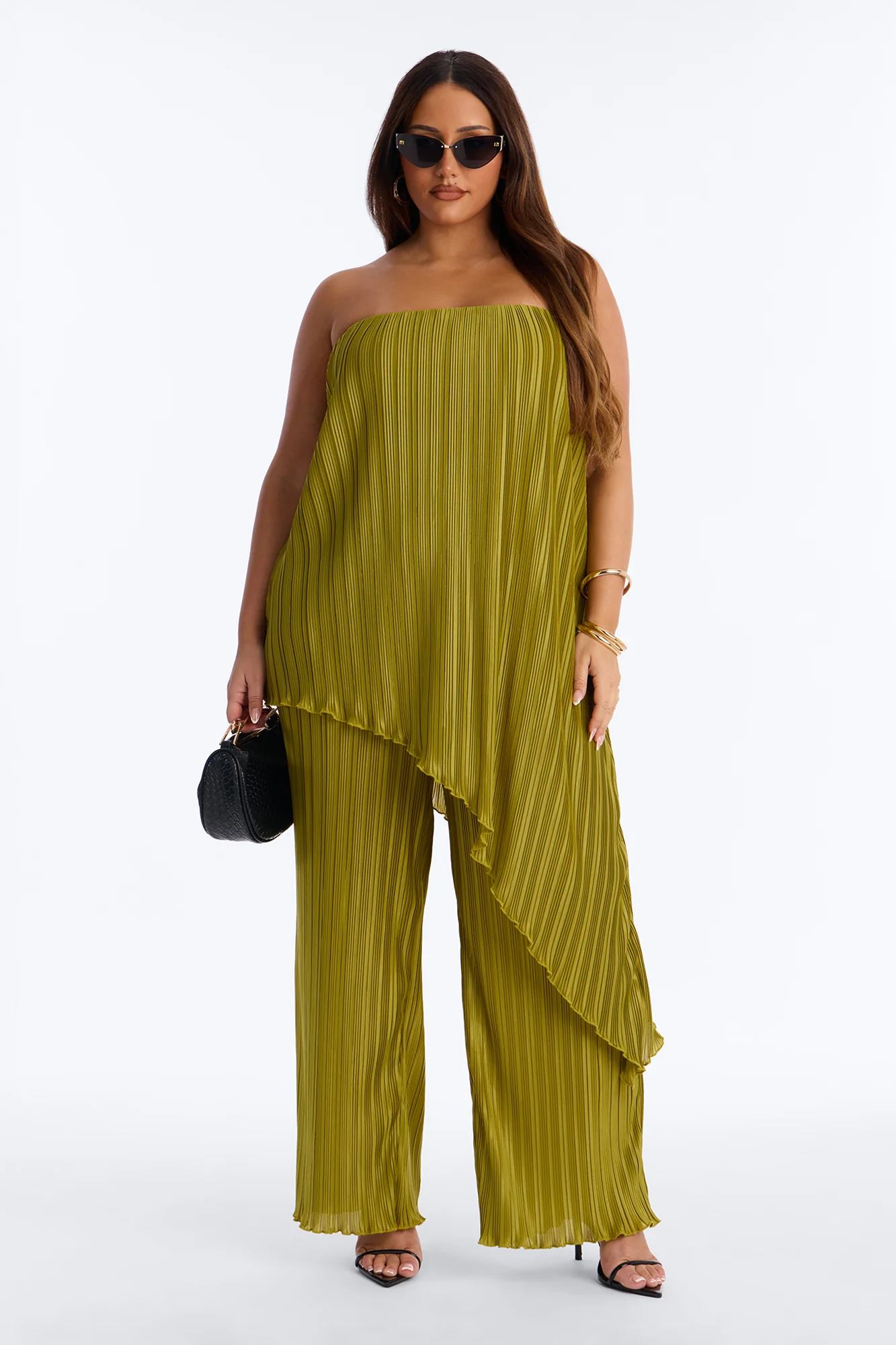 Rian Plisse Draped Jumpsuit - Chartreuse - Image 5