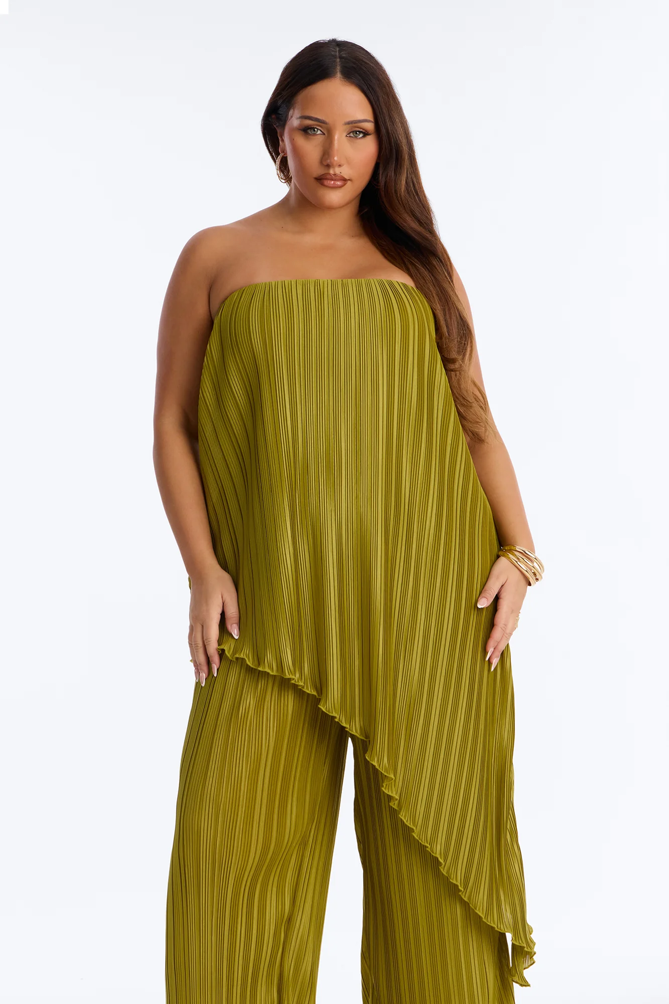 Rian Plisse Draped Jumpsuit - Chartreuse - Image 6