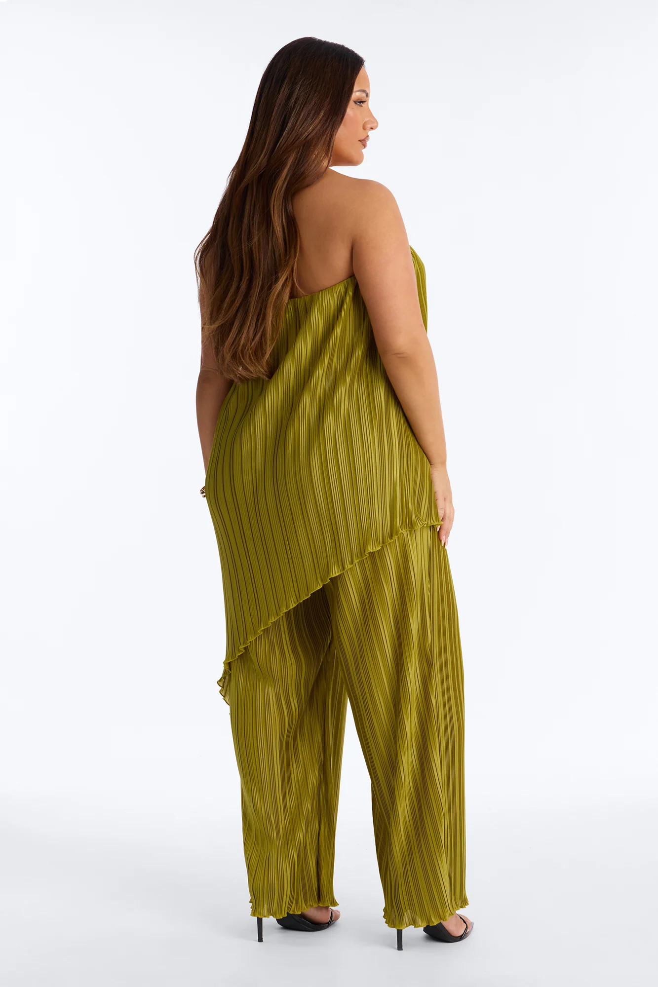 Rian Plisse Draped Jumpsuit - Chartreuse - Image 8
