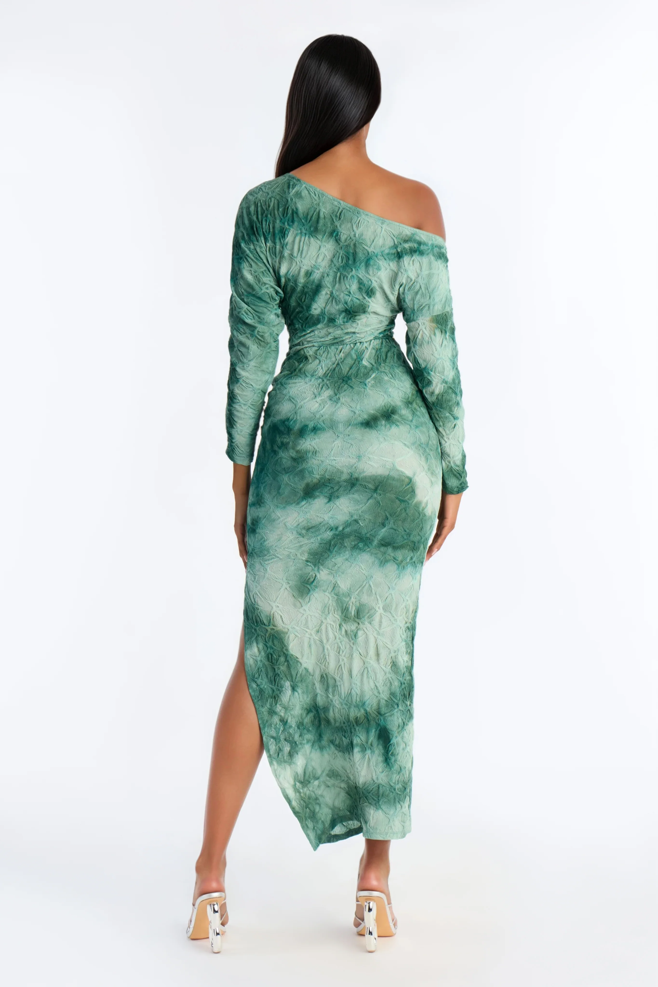 Riannon Textured Tie Dye Maxi Dress - Green/combo - Image 3
