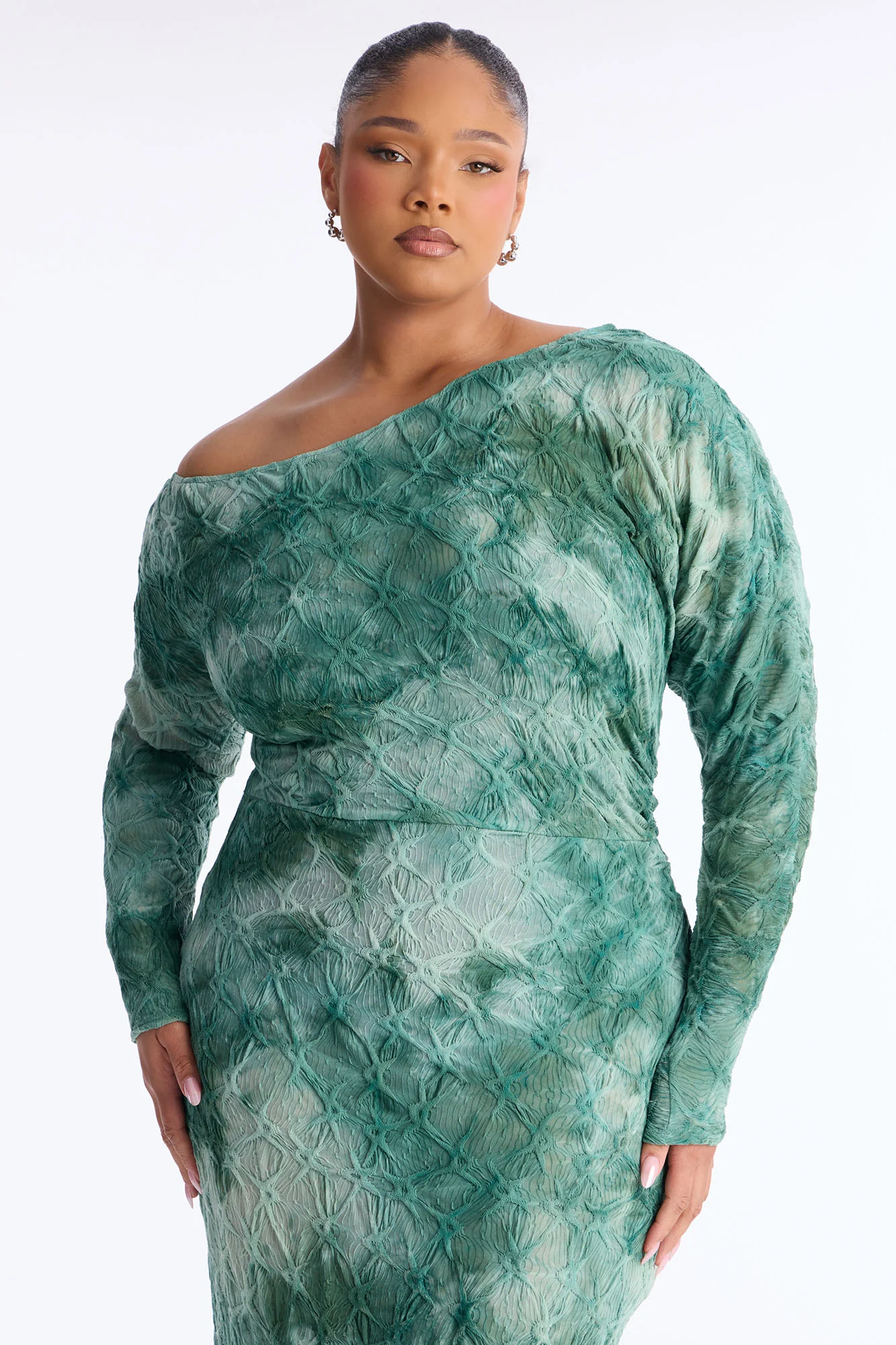 Riannon Textured Tie Dye Maxi Dress - Green/combo - Image 5