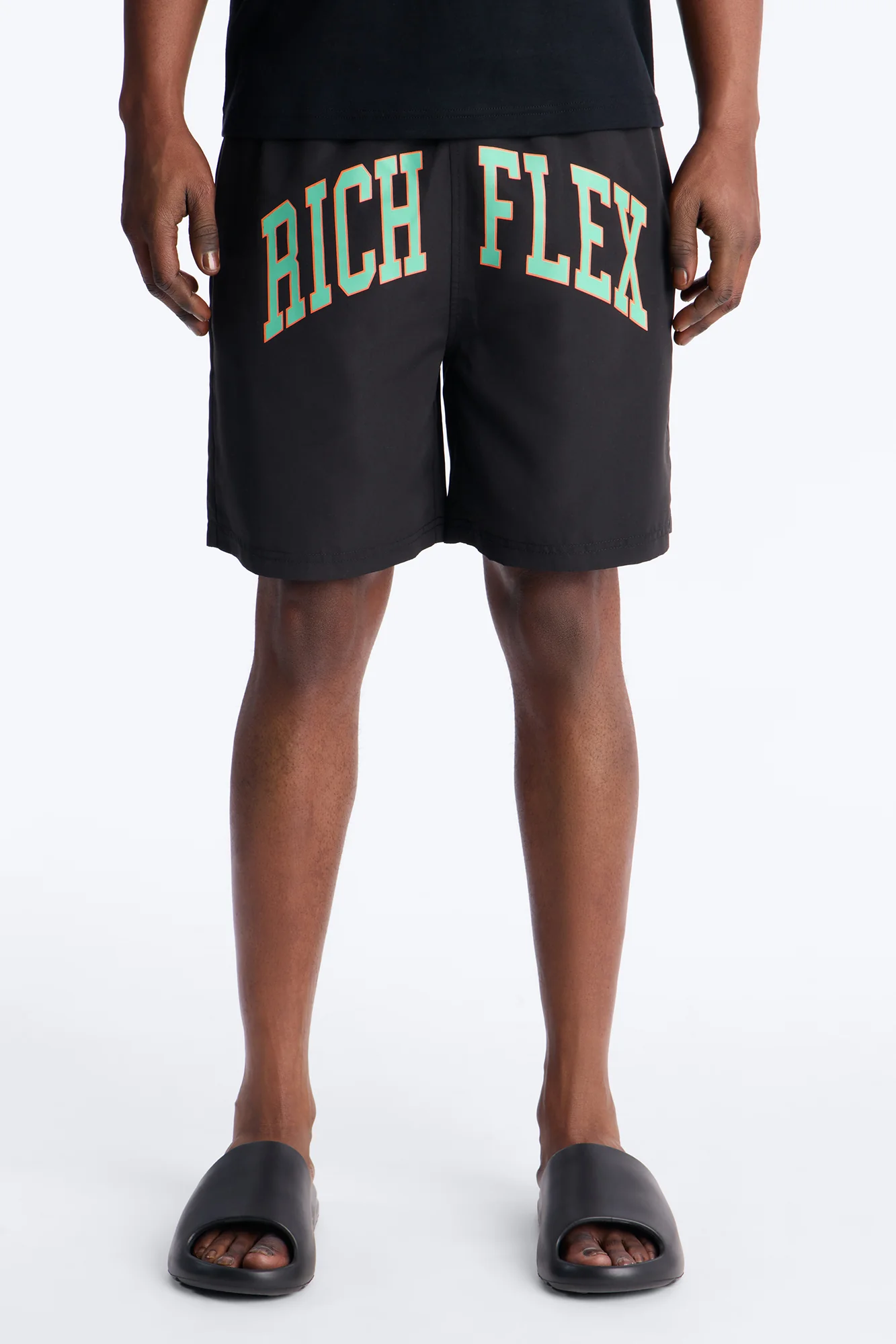 Rich Flex Swim Trunk 7″ - Black/Green