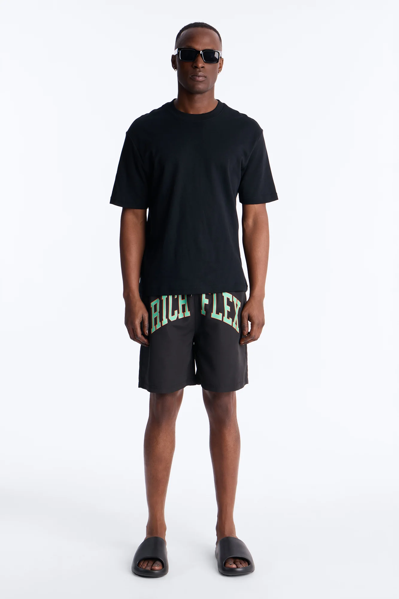 Rich Flex Swim Trunk 7″ - Black/Green - Image 2