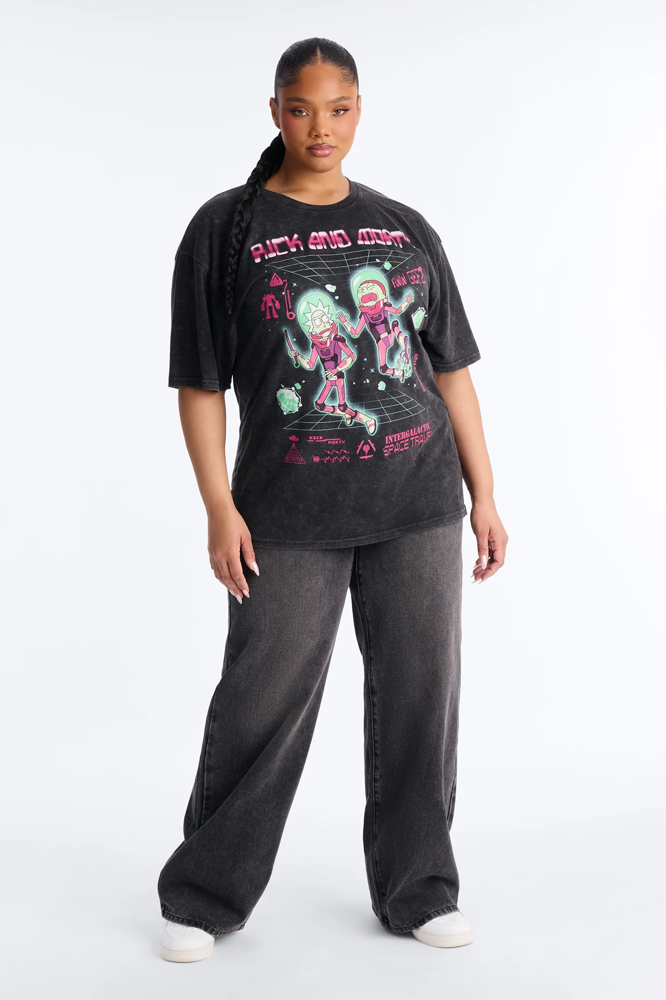 Rick And Morty Oversized Washed Tee - Black Wash - Image 6