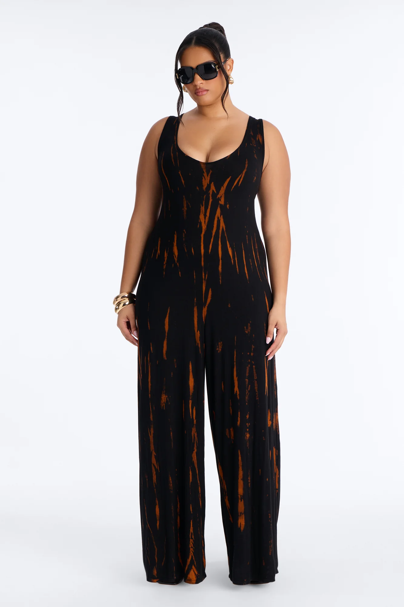 Rileigh Tie Dye Wide Leg Jumpsuit - Rust