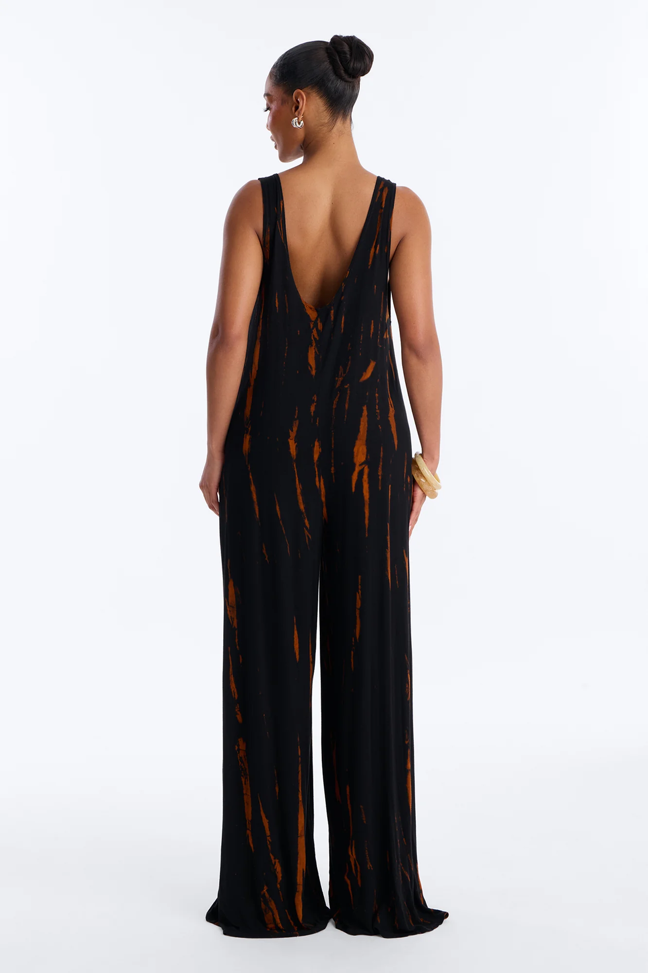 Rileigh Tie Dye Wide Leg Jumpsuit - Rust - Image 4