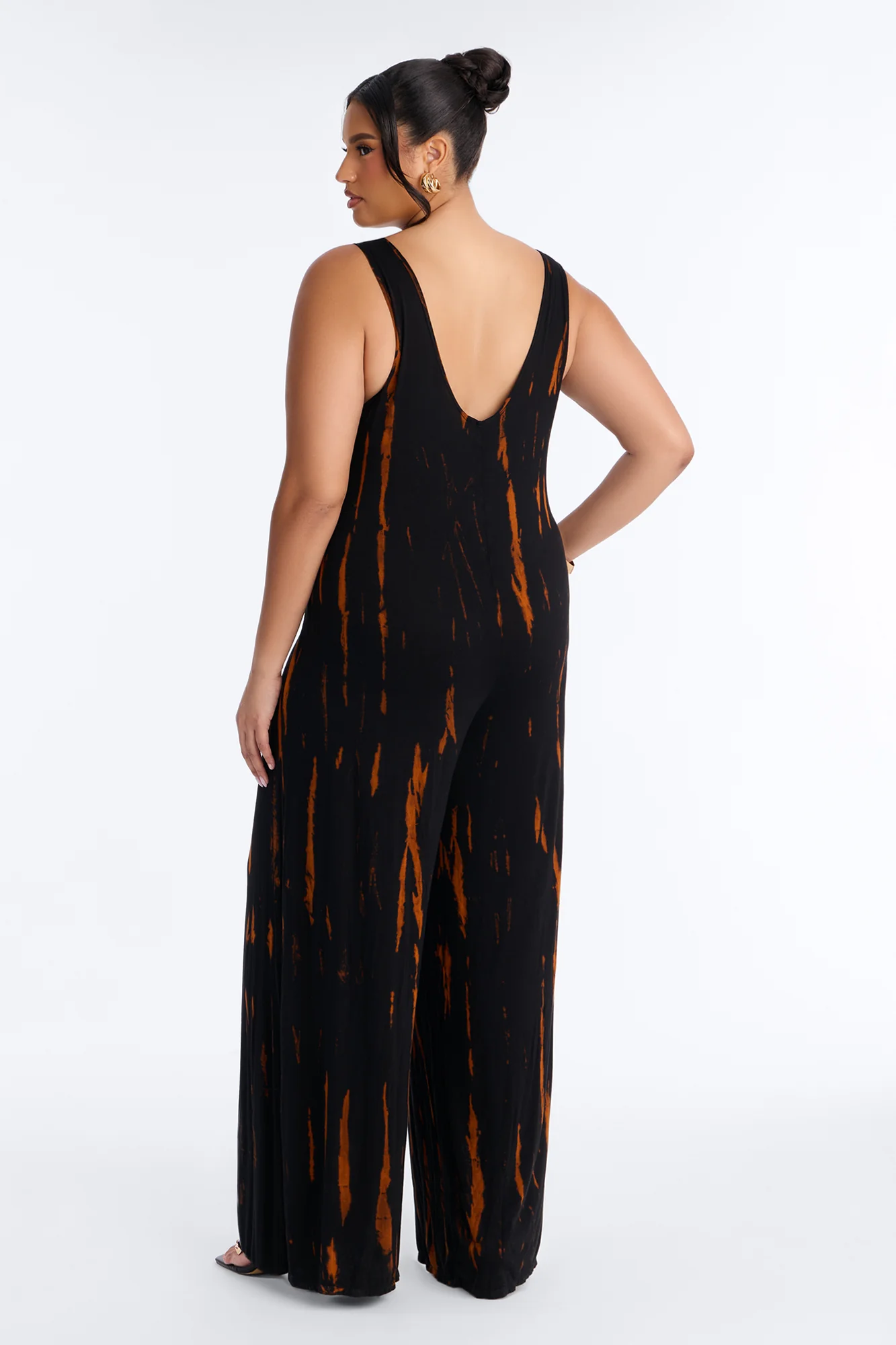 Rileigh Tie Dye Wide Leg Jumpsuit - Rust - Image 7