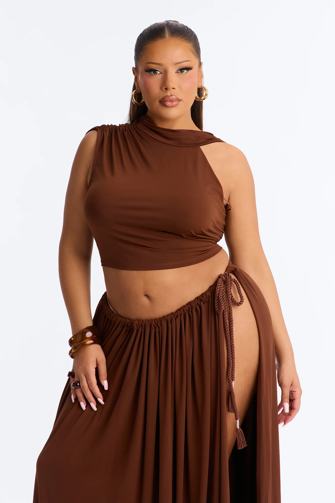 Riley Maxi Skirt Set - Brown - Image 6