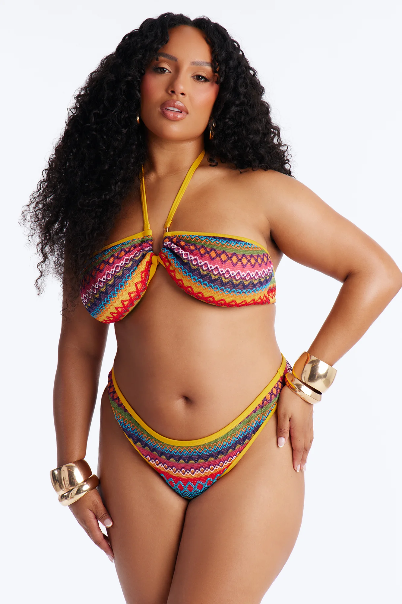 Riley Textured 2 Piece Bandeau Bikini Set - Multi Color - Image 4