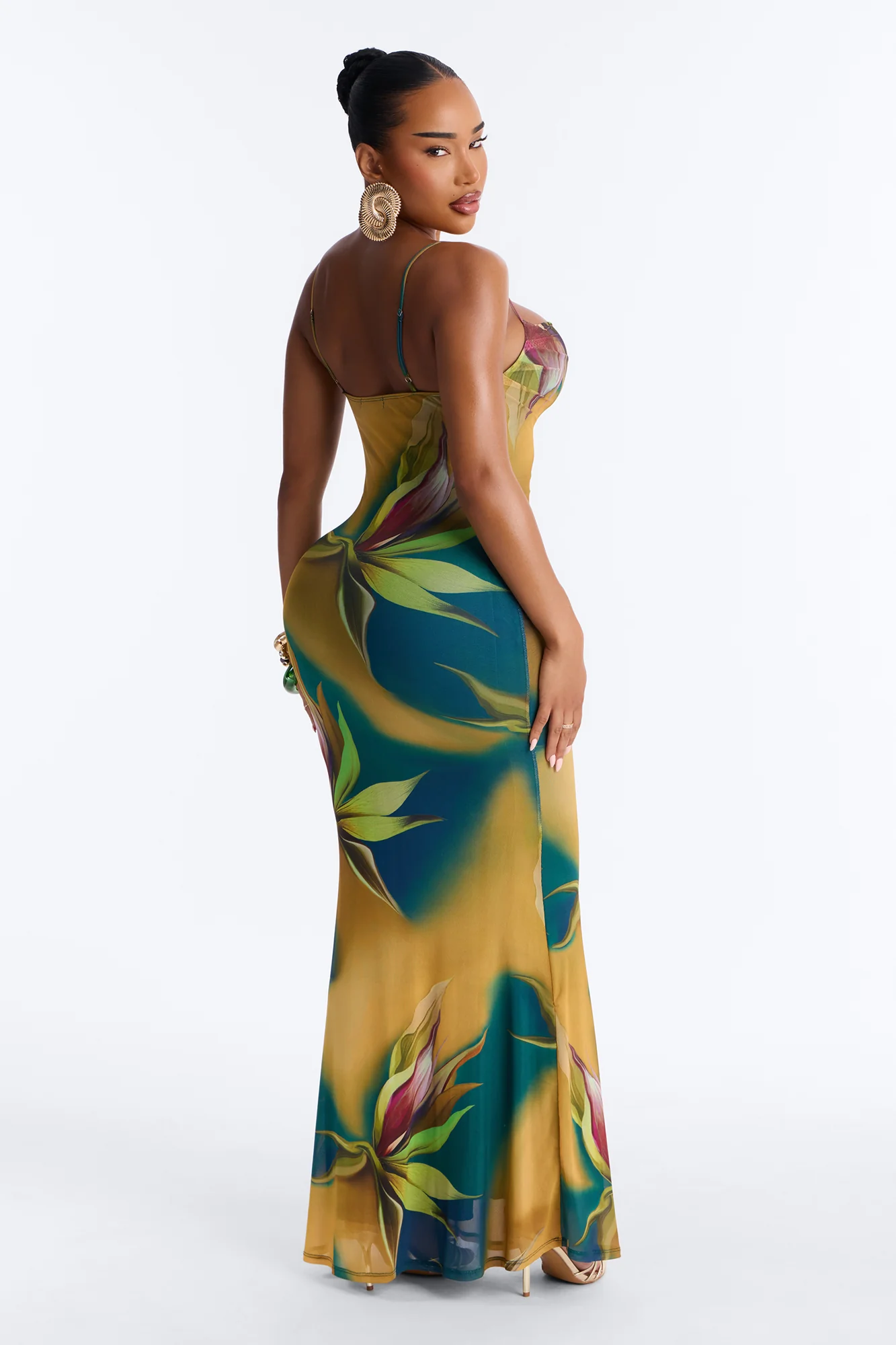 Rio Tropical Mesh Maxi Dress - Teal/combo - Image 5