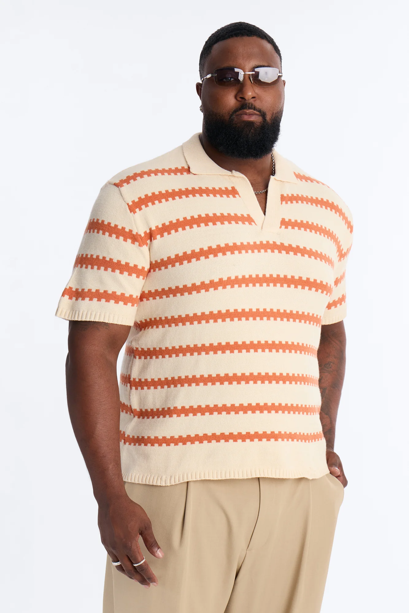 Ripple Stripe Johnny Polo - Orange - Image 5