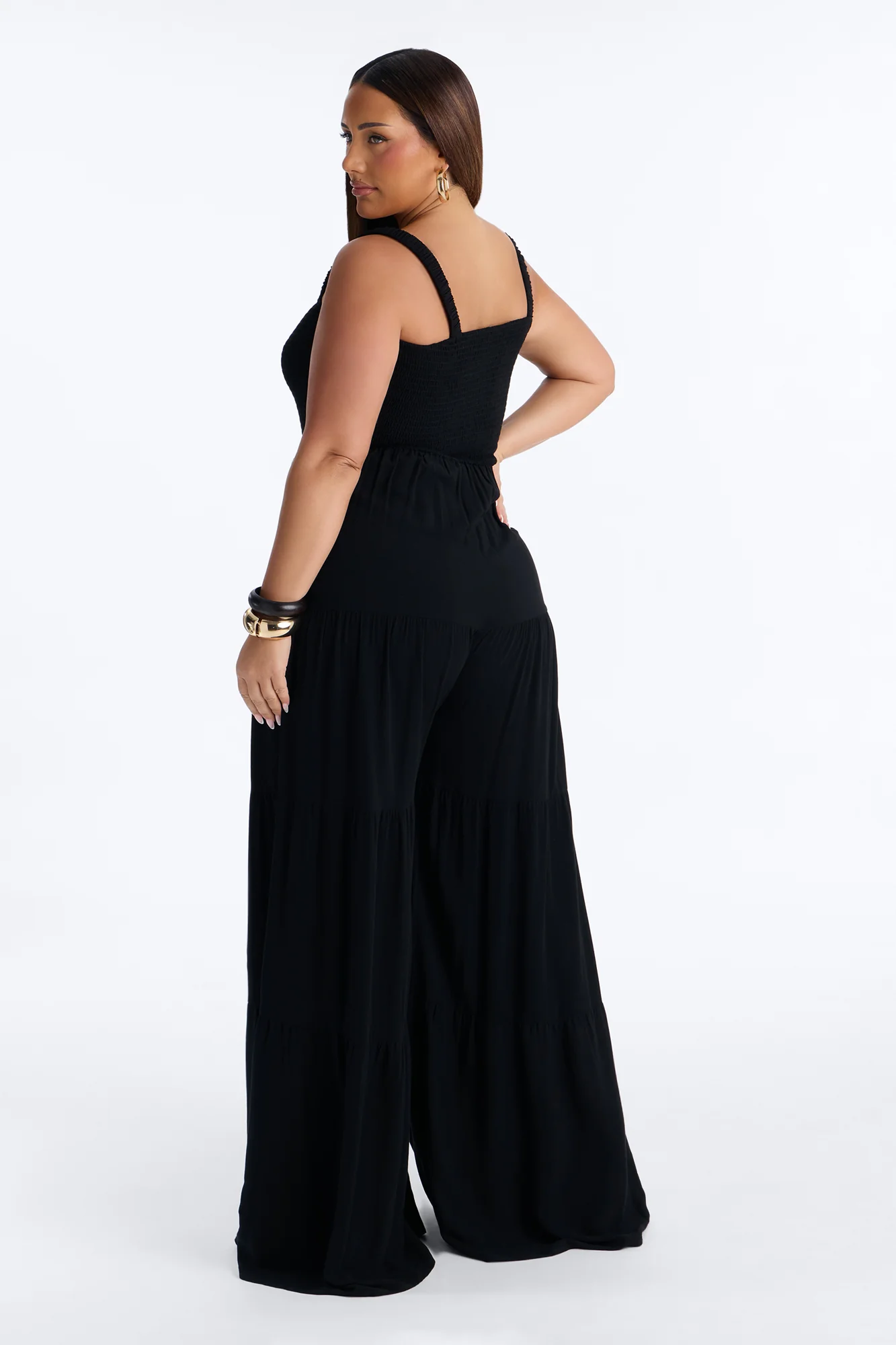 Risa Tiered Wide Leg Jumpsuit - Black - Image 7