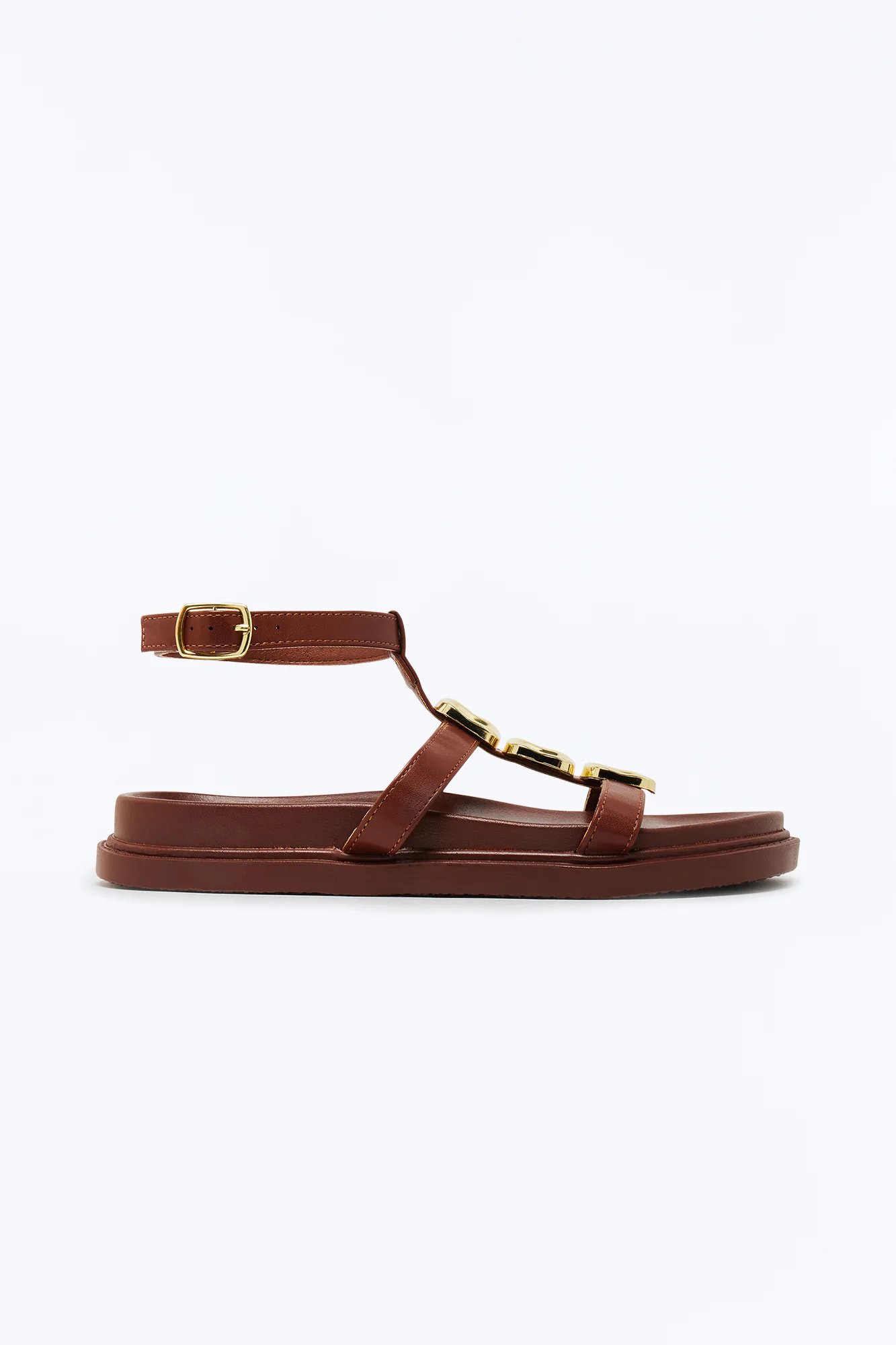 Riya Hardware Ankle Strap Sandals - Brown