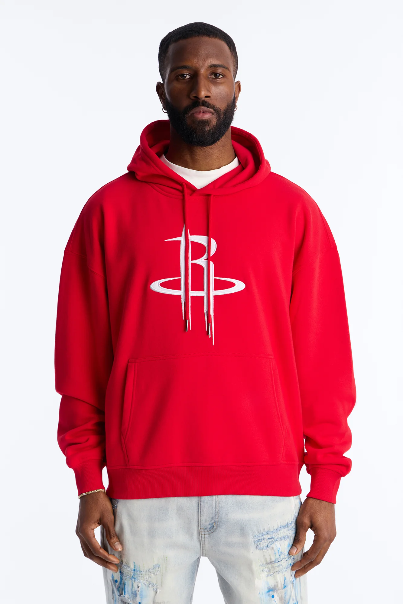 Rockets Old English Embroidery Hoodie - Red