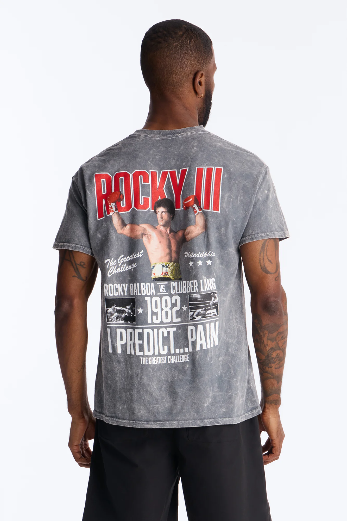 Rocky Balboa 1982 Short Sleeve Tee - Grey Mineral Wash - Image 4