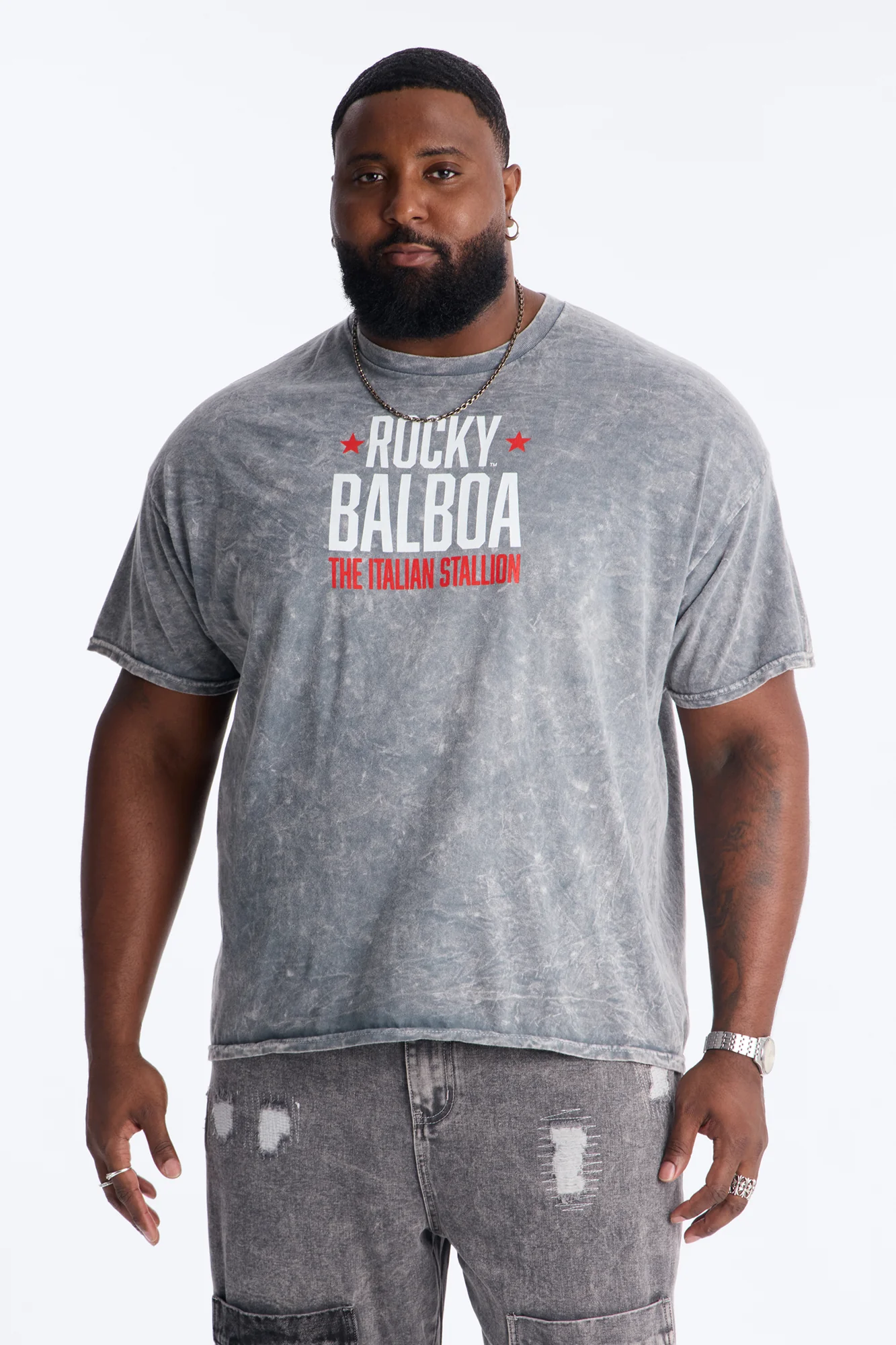 Rocky Balboa 1982 Short Sleeve Tee - Grey Mineral Wash - Image 5